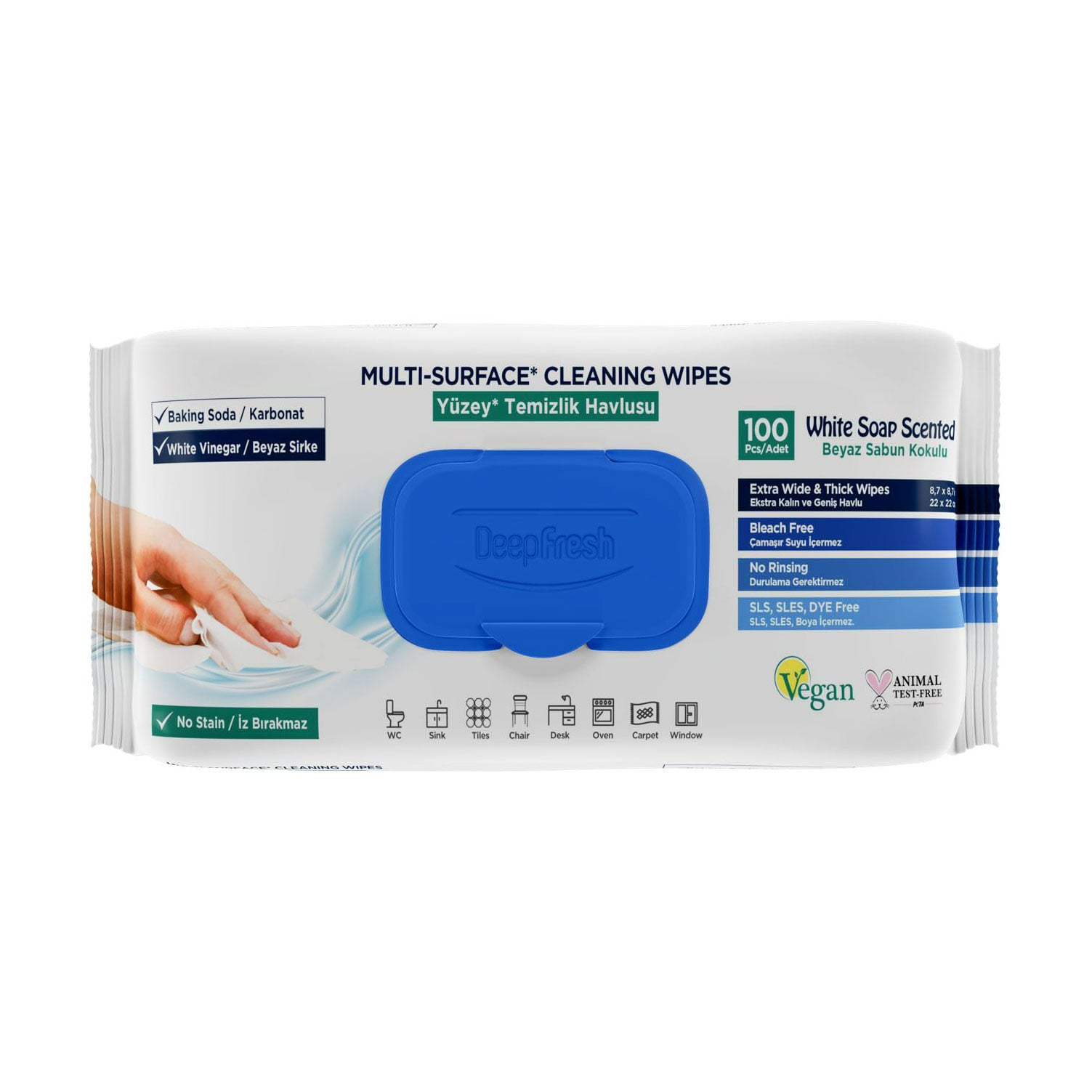 

Вологі серветки для очищення поверхонь Deep Fresh Мило, 100 шт