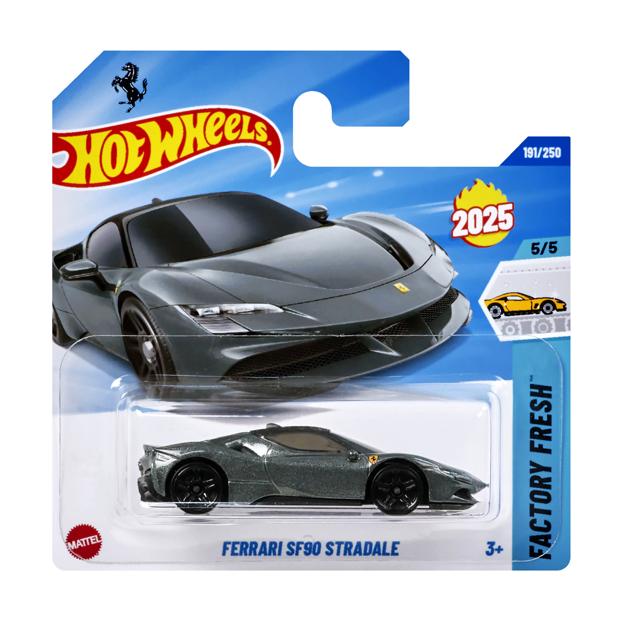 

Базовий автомобіль Hot Wheels Ferrari SF90 Stradale, темно-сірий, від 3 років, 11*3.5*11 см (5785)