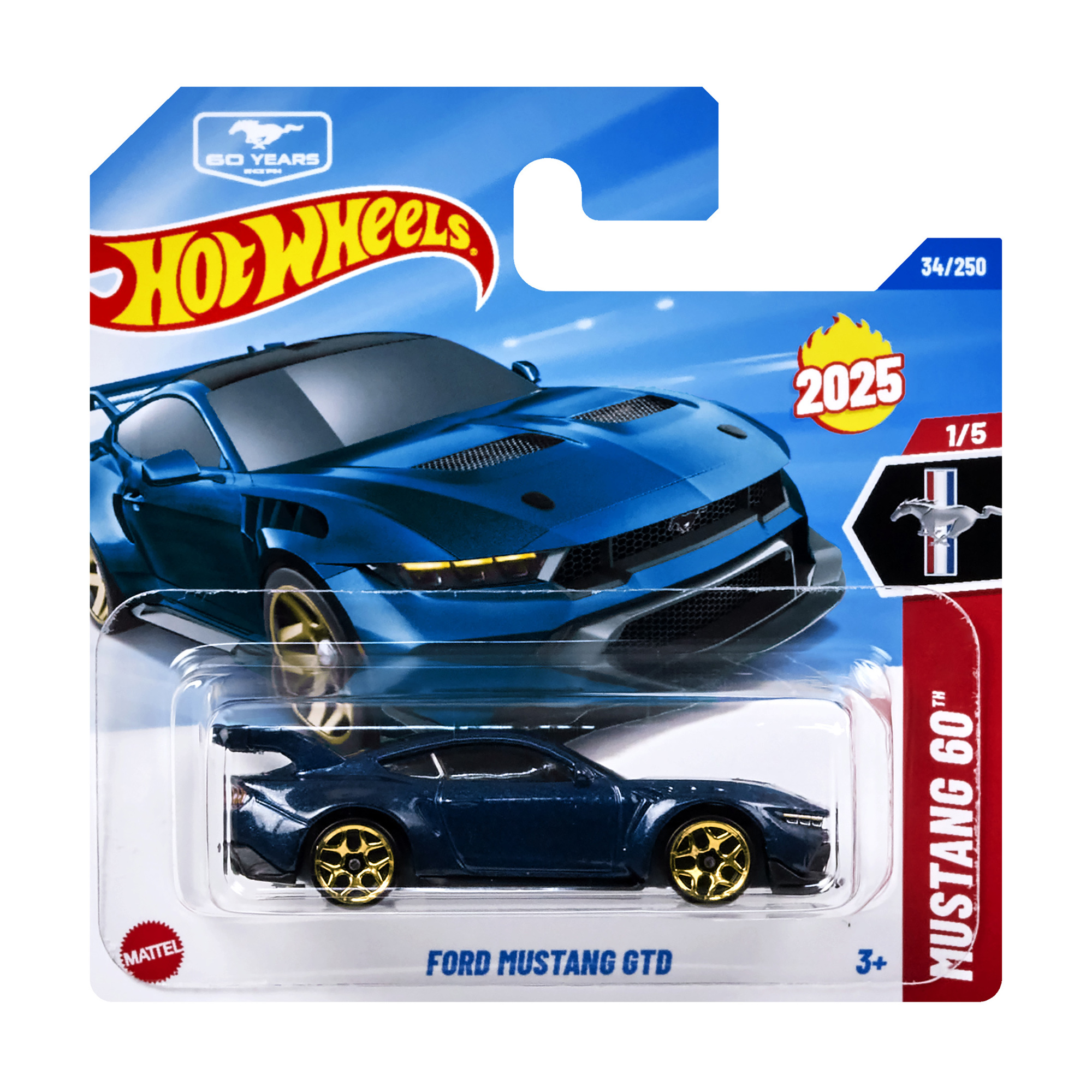 

Базовий автомобіль Hot Wheels Ford Mustang GTD, синій, від 3 років, 11*3.5*11 см (5785)