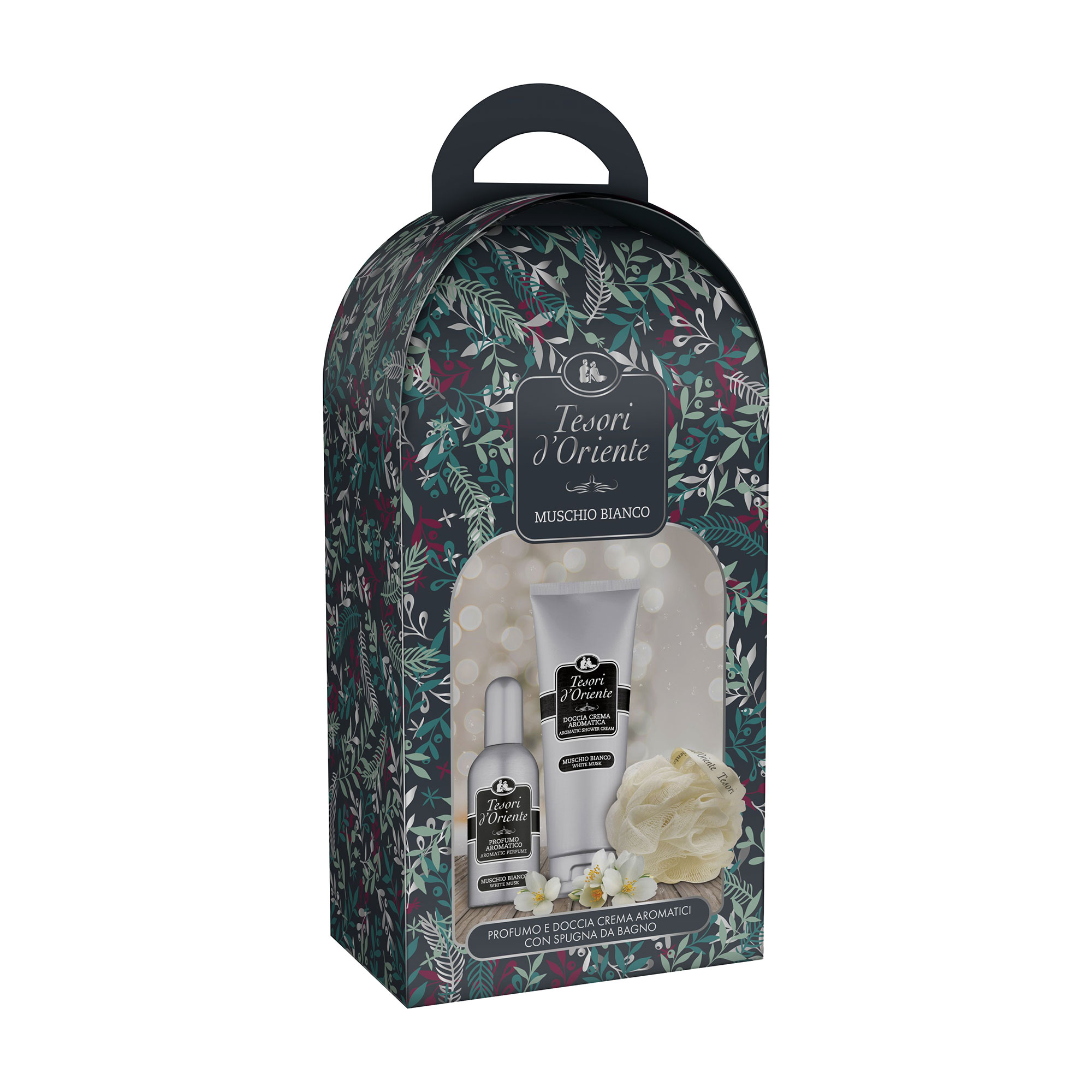 

Подарунковий набір для тіла Tesori d'Oriente Muschio Bianco (мочалка, 1 шт + гель для душу, 250 мл + парфумована вода, 100 мл)