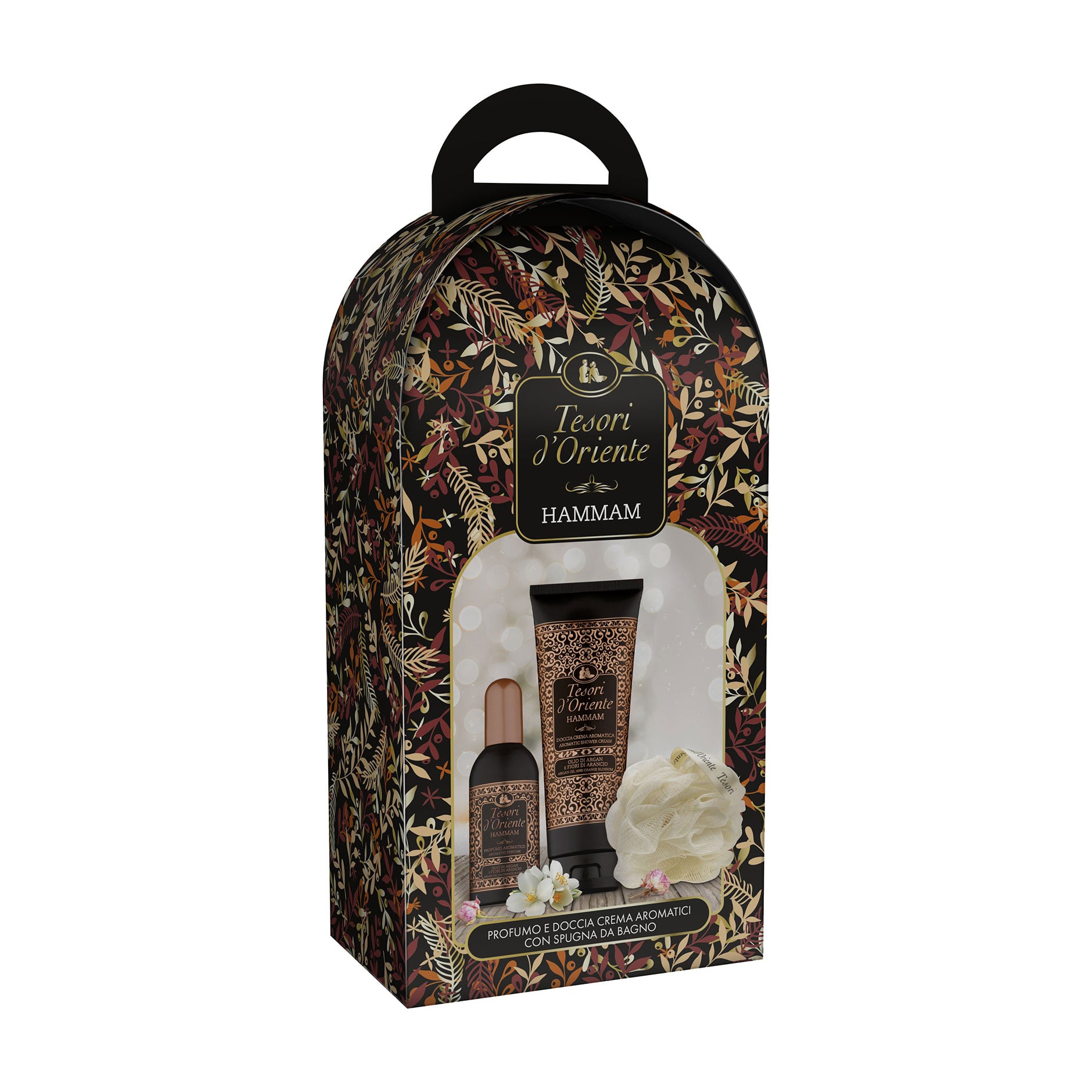 

Подарунковий набір для тіла Tesori d'Oriente Hammam (мочалка, 1 шт + гель для душу, 250 мл + парфумована вода, 100 мл)