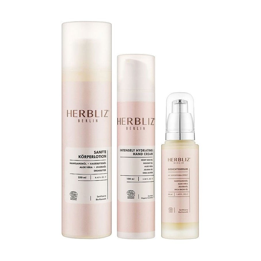 

Подарунковий набір Herbliz No.4 (сироватка для обличчя, 50 мл + лосьйон для тела, 250 мл + крем для рук, 100 мл)