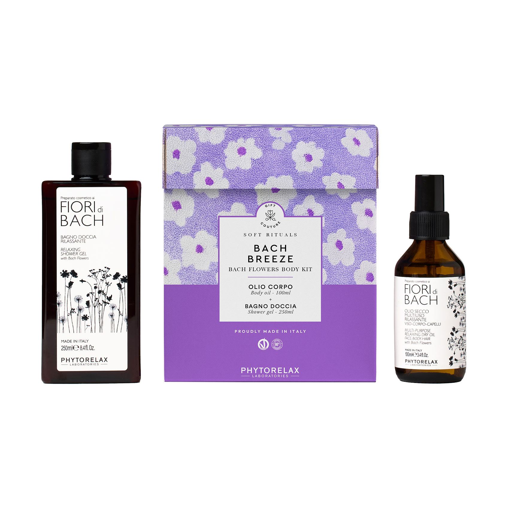 

Набір для тіла та обличчя Phytorelax Laboratories Soft Rituals Bach Breeze (гель для душу, 250 мл + олія для тіла та волосся, 100 мл)