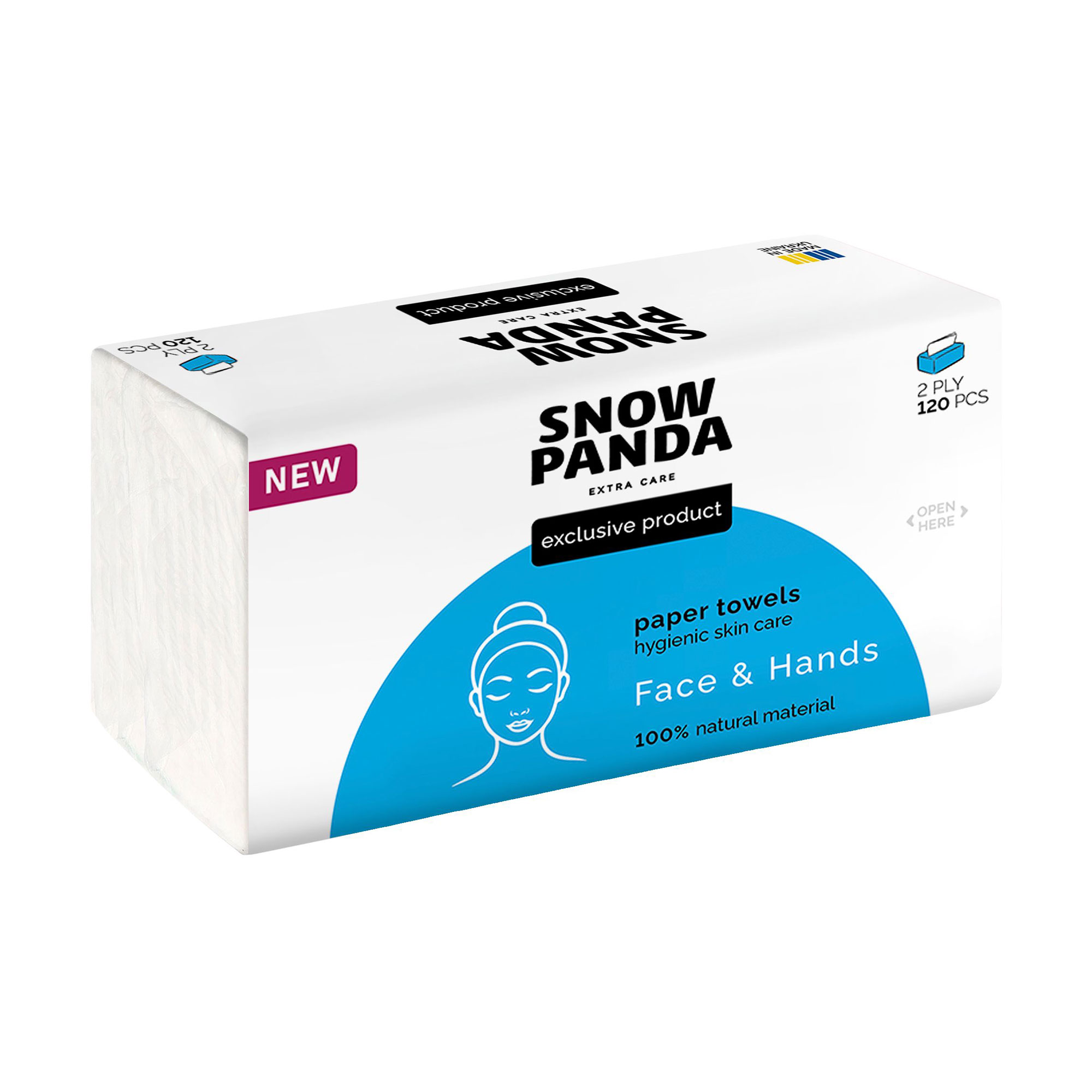 

Косметичні паперові рушники Сніжна Панда Extra Care Face & Hands 2-шарові, 120 шт