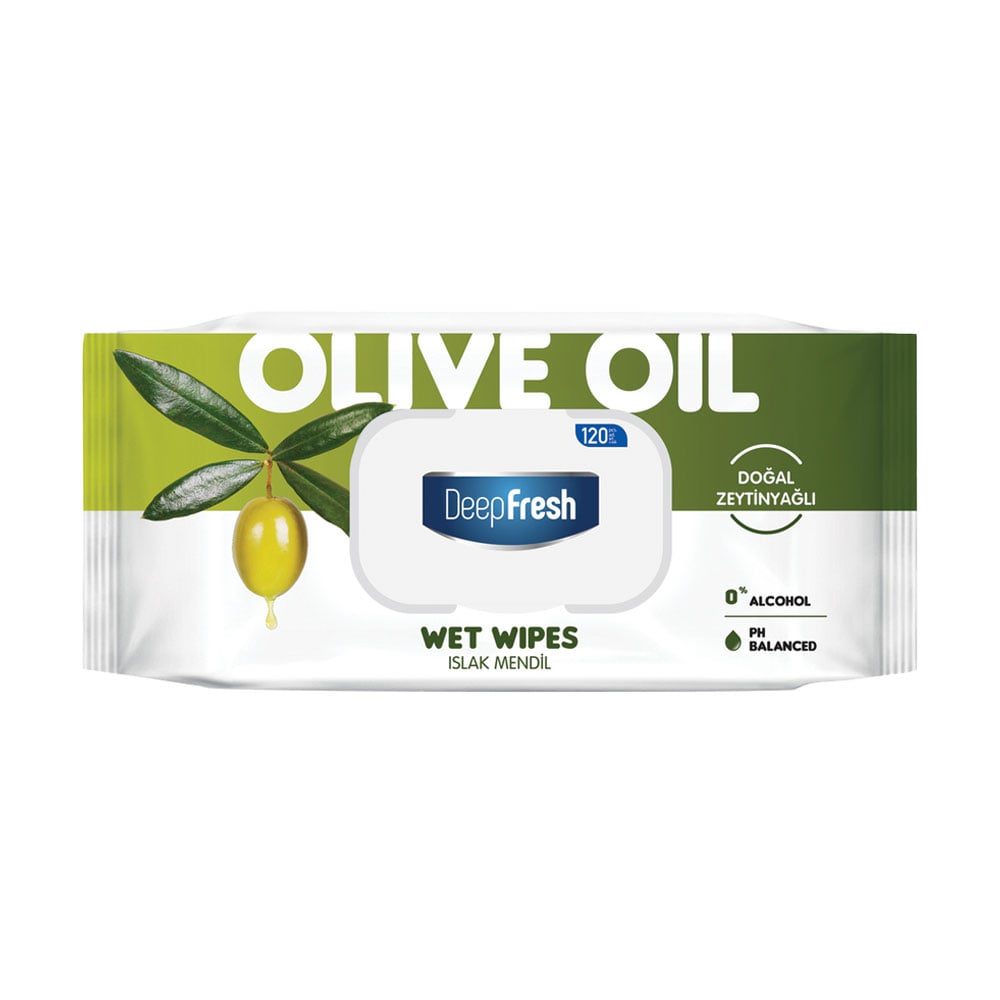 

Вологі серветки DeepFresh Olive Oil Wet Wipes з клапаном, 120 шт
