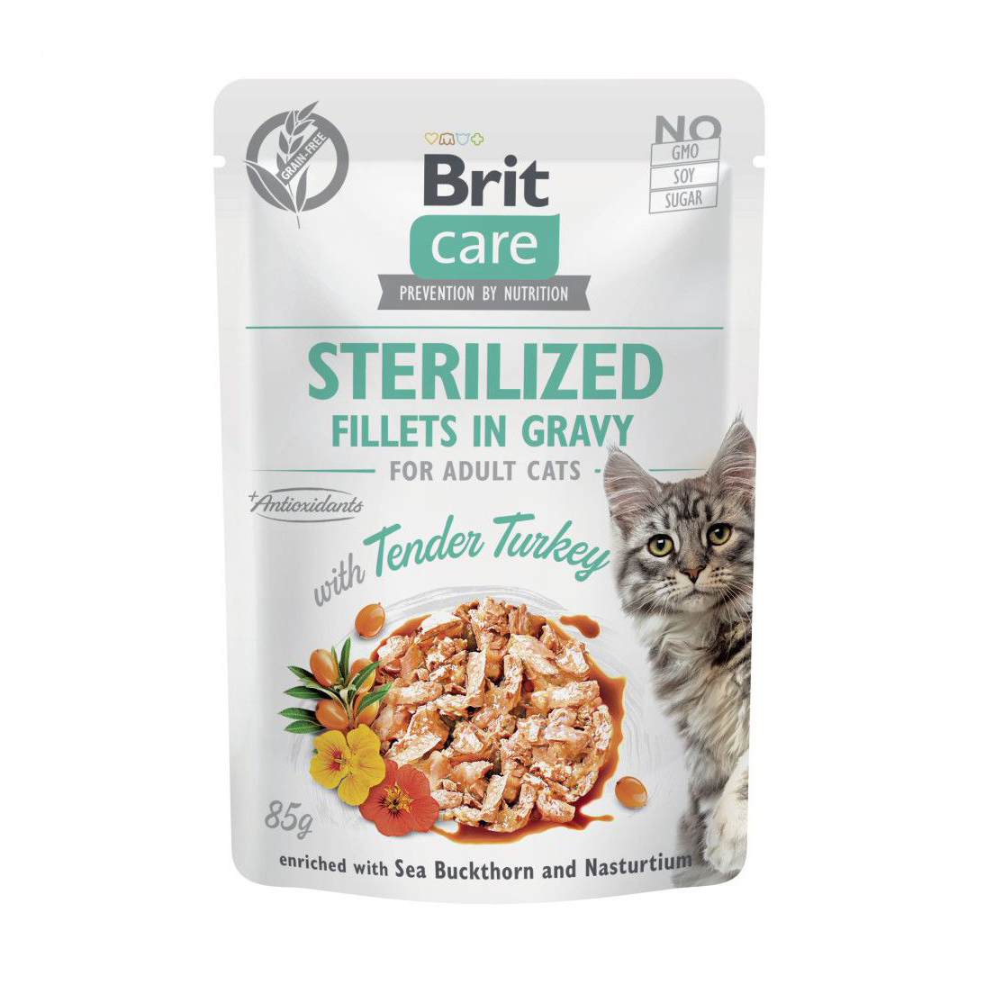 

Вологий корм для стерилізованих котів Brit Care Sterilized Fillets in Gravy Філе в соусі з індичкою, 85 г