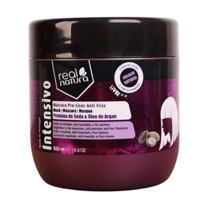 

Маска для гладкості та блиску волосся Real Natura Sem Sal Mascara Pro-Lisos Anti Frizz Argan, 500 мл