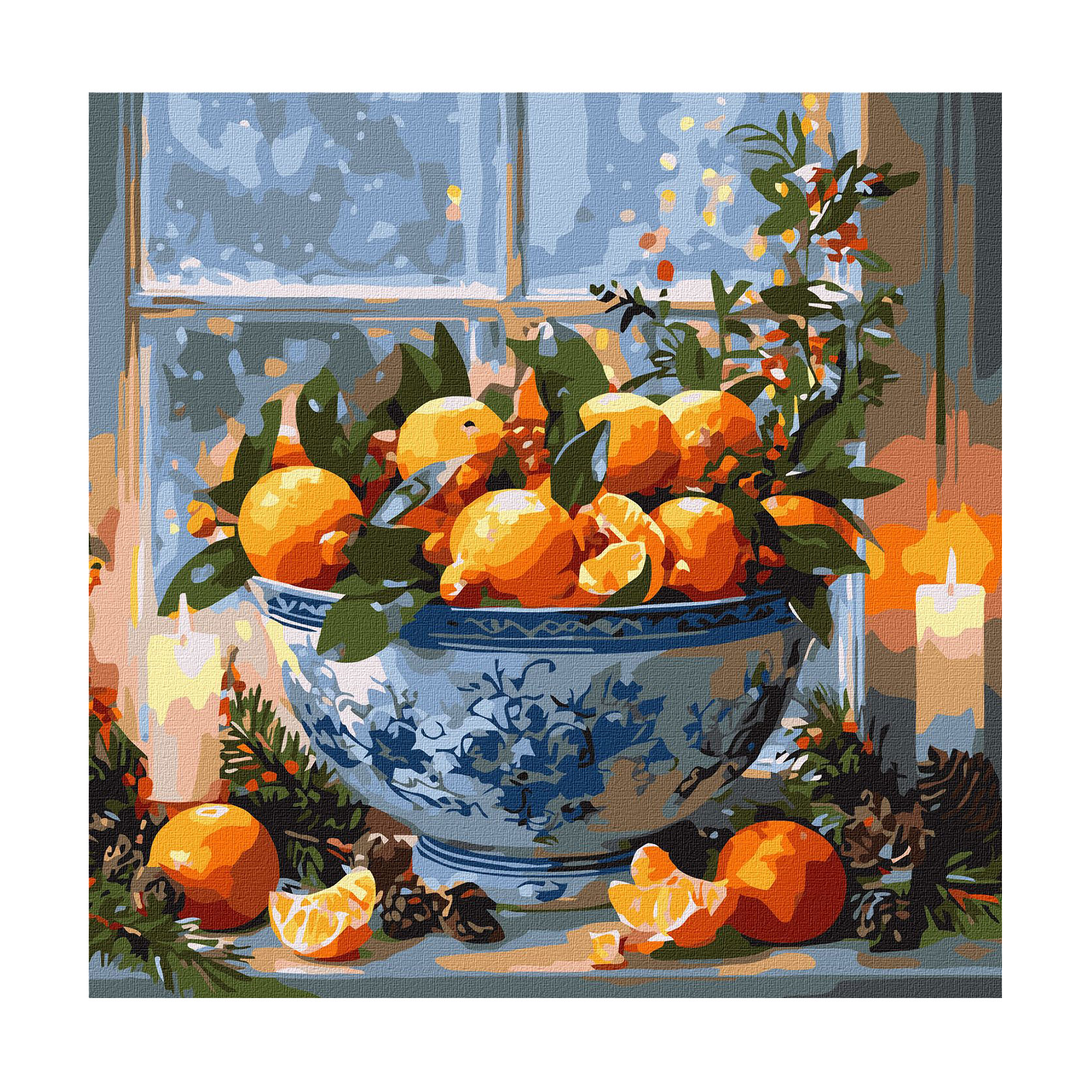 

Картина за номерами Ideyka Цитруси у вазі, 40*40 см (KHO5742)