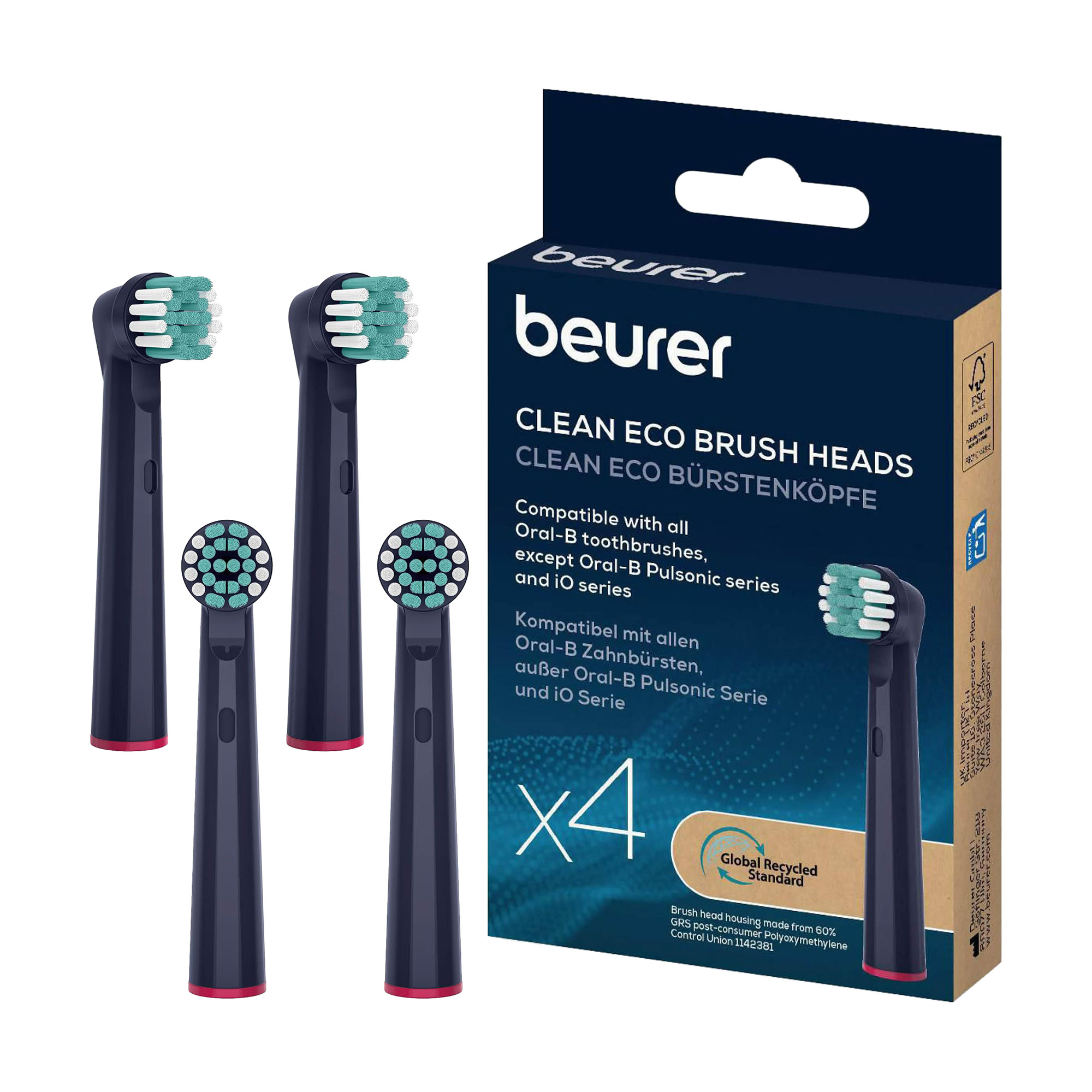 

Насадки до електричної зубної щітки Beurer TB Clean, 4 шт