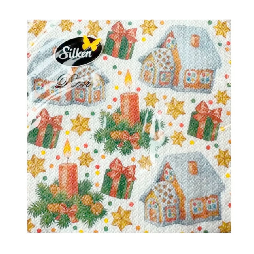 

Серветки новорічні паперові Silken Улюблене свято, 2 шарові, 33*33 см, 12 шт
