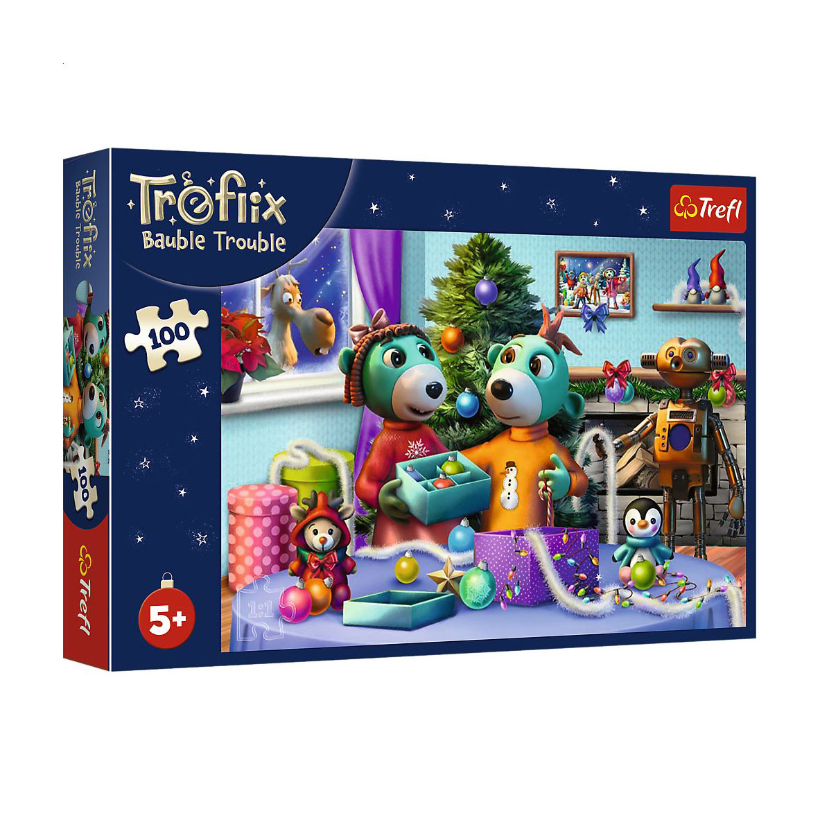 

Пазли Trefl Treflix Bauble Trouble Сімейне Різдво Трефліка, від 5 років, 100 елементів (16483)