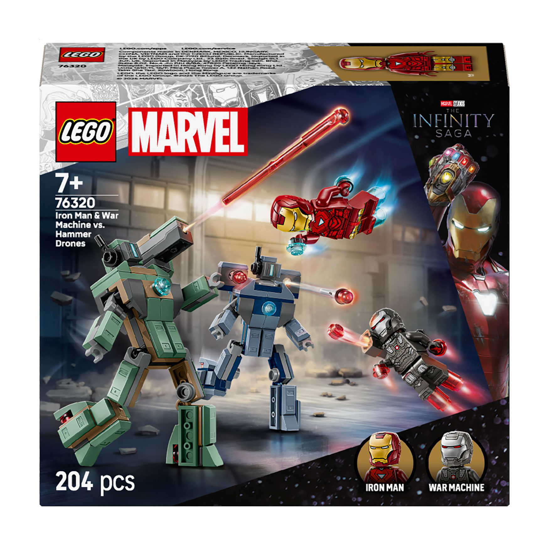 

Конструктор LEGO Marvel Super Heroes Залізна людина та Бойова Машина проти Хаммер Дронів, від 7 років, 204 деталі (76320)