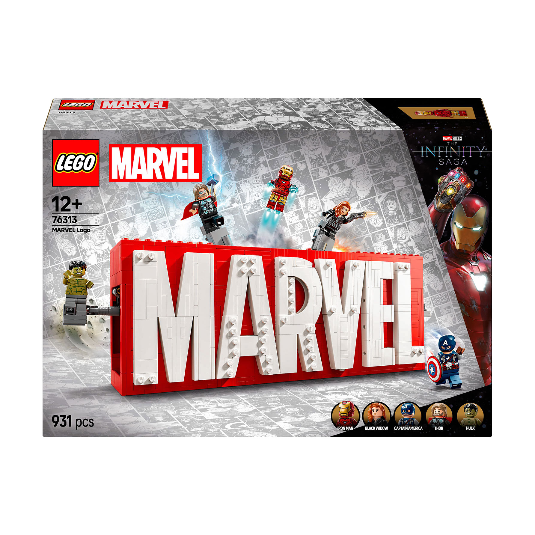 

Конструктор LEGO Marvel Super Heroes Логотип і мініфігурки Marvel, від 12 років, 931 деталь (76313)