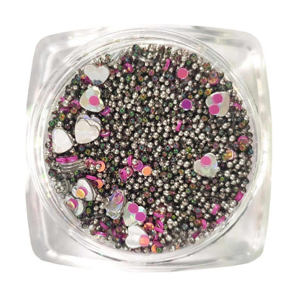 

Бульйонки для декору нігтів Nails Molekula Professional Срібло з декором, 4 г (ML1098)