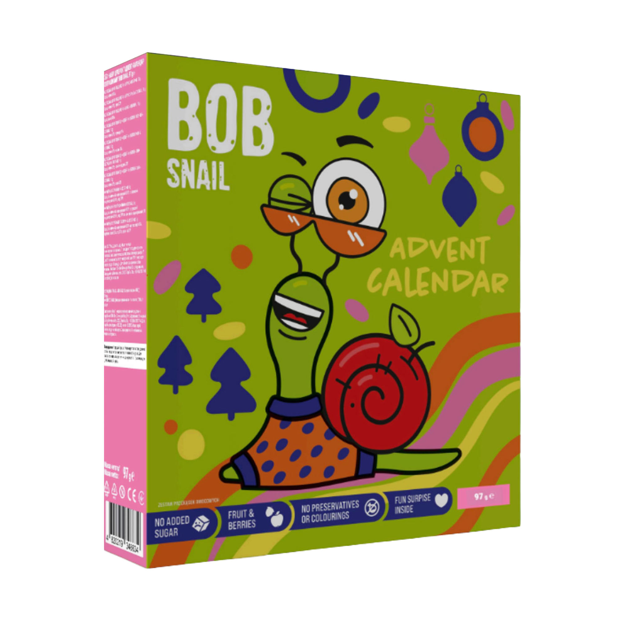

Набір цукерок Bob Snail Різдвяний адвент-календар, з іграшкою, зелений, 97 г