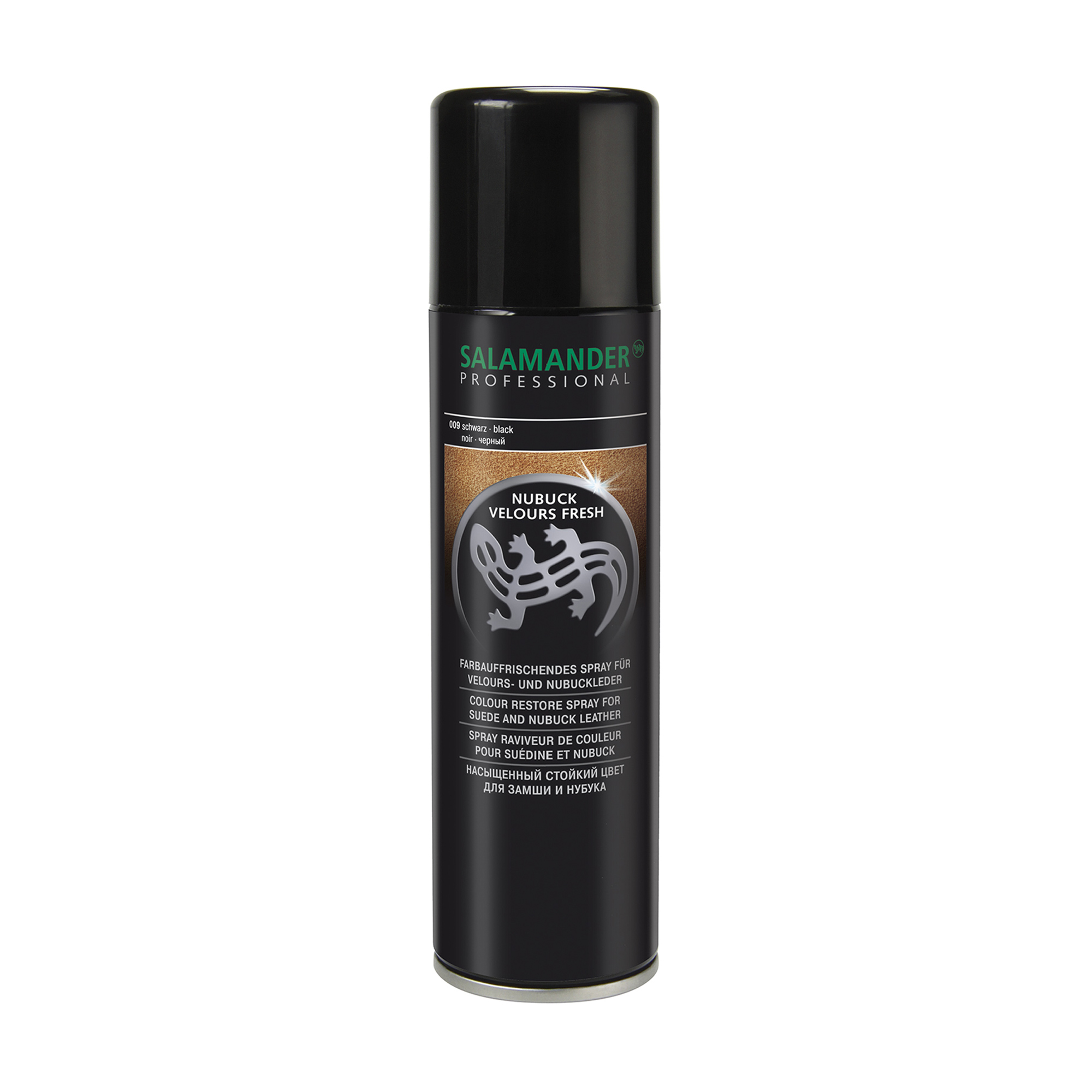 

Фарба-відновник кольору Salamander Professional Nubuk Velours для замші, аерозоль, чорний, 200 мл