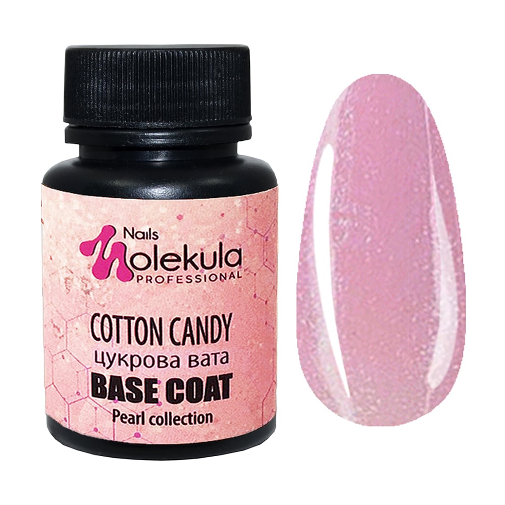 

Камуфлювальна база для гель-лаку Nails Molekula Professional Base Coat з шиммером, Cotton Candy, 30 мл