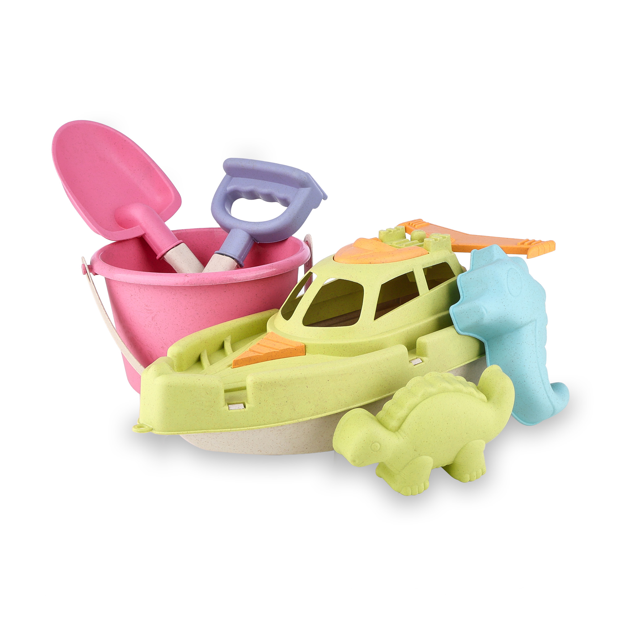 

Набір для гри з піском ranxian з катером, 6 предметів, рожеве відерце та зелений корабель, від 3 років (RX789-198)