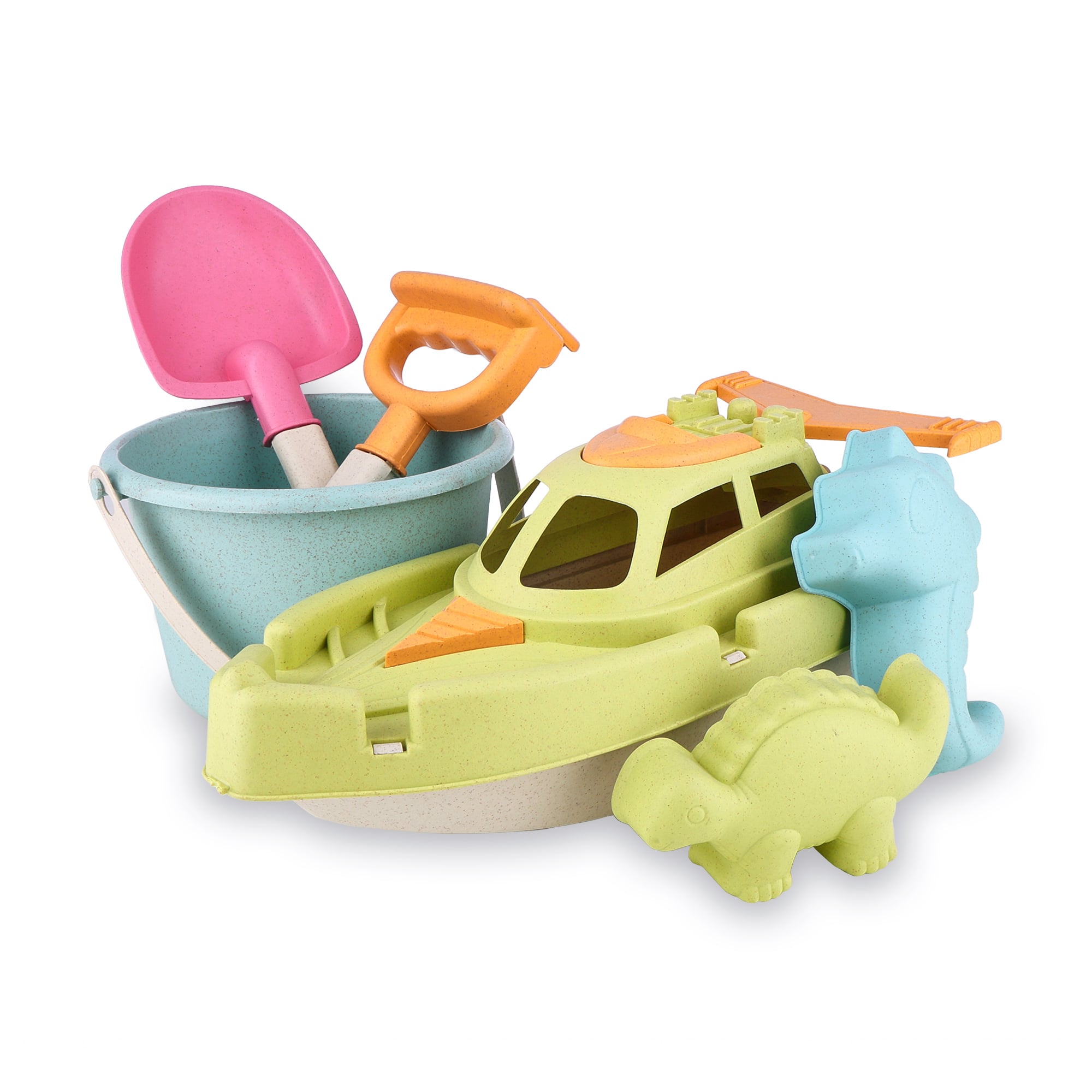 

Набір для гри з піском ranxian з катером, 6 предметів, блакитне відерце та зелений корабель, від 3 років, розміри катера 30*12*10 см (RX789-198)