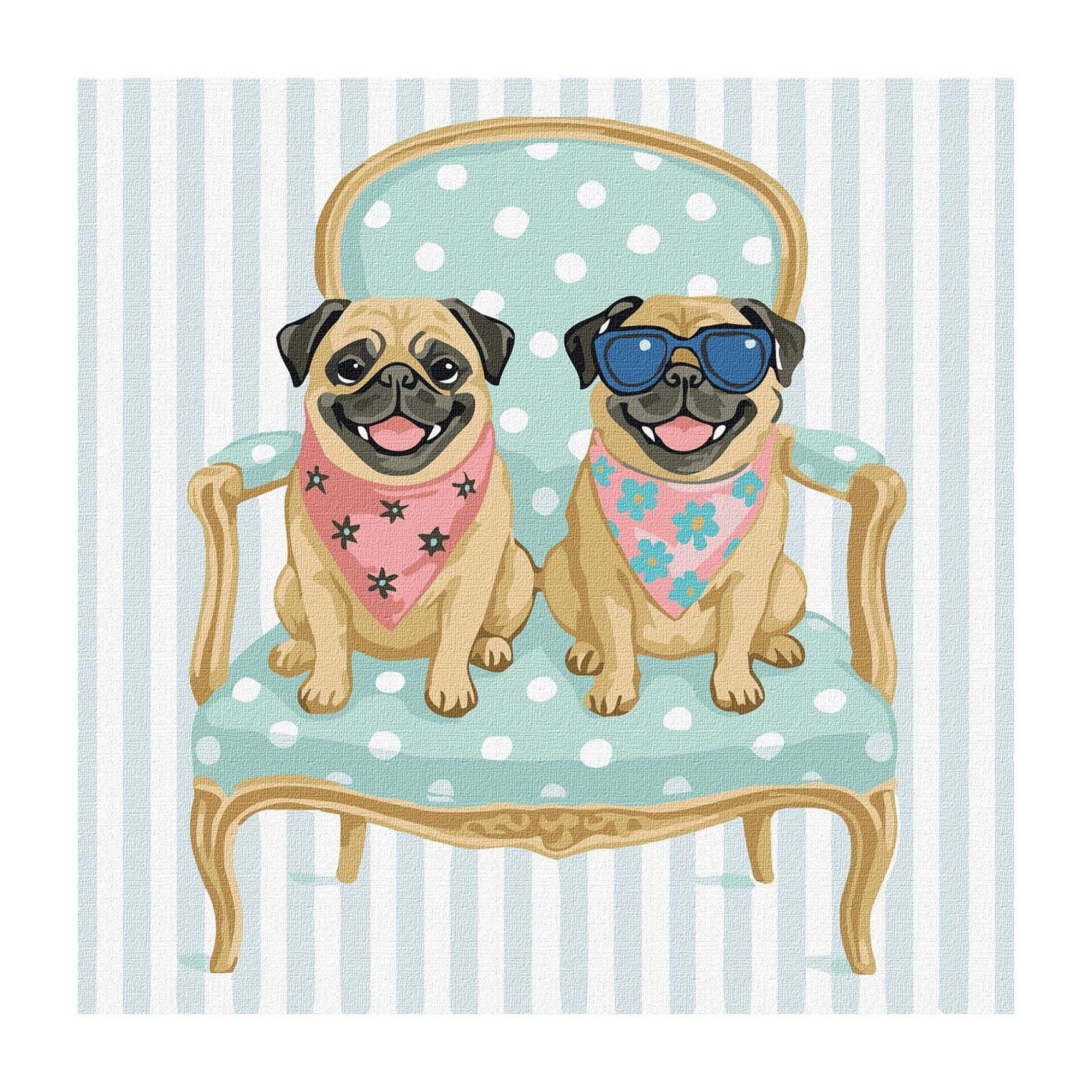 

Картина за номерами Ideyka Мопси, 40*40 см (KHO6782)