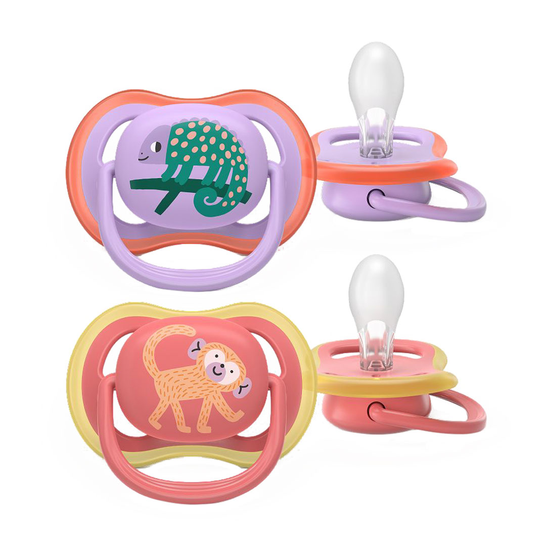 

Пустушка AVENT Ultra Air від 1.5 року, фіолетово-коралова, 2 шт (SCF349/47)