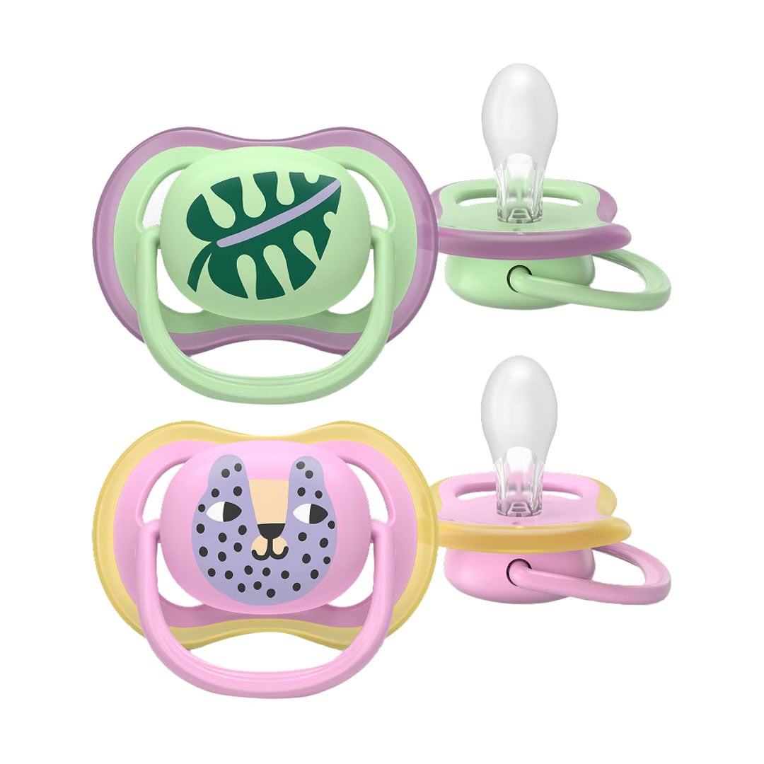 

Пустушка AVENT Ultra Air від 6 місяців до 1.5 року, салатово-рожева, 2 шт (SCF087/13)