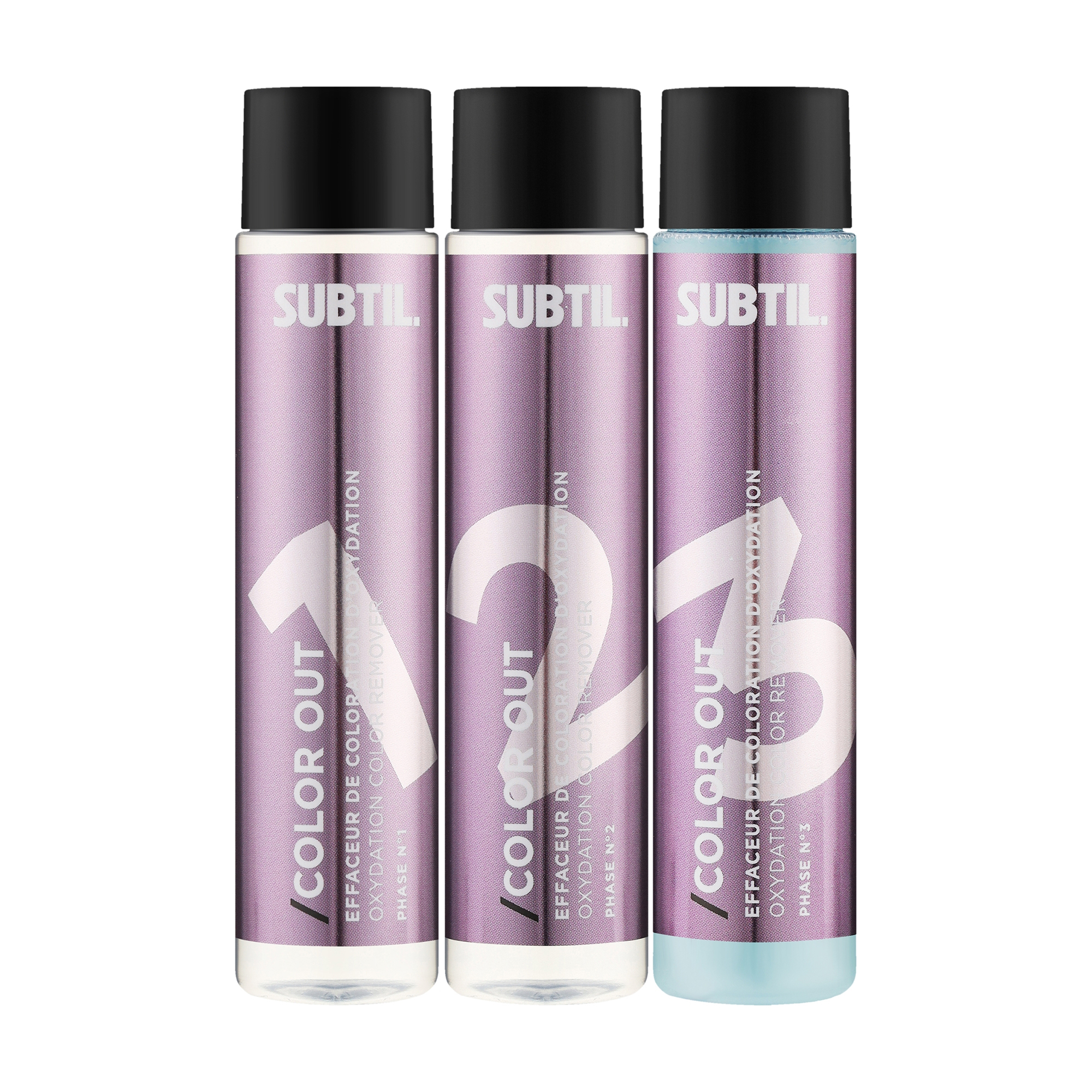 

Уцінка! Набір для видалення штучного пігменту з волосся Subtil Color Out (фаза 1, 60 мл + фаза 2, 60 мл + фаза 3, 60 мл)