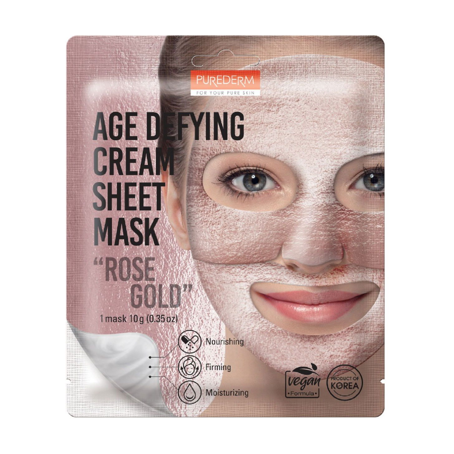 

Антивікова фольгована маска для обличчя Purederm Age Defying Cream Sheet Mask Rose Gold, 10 г