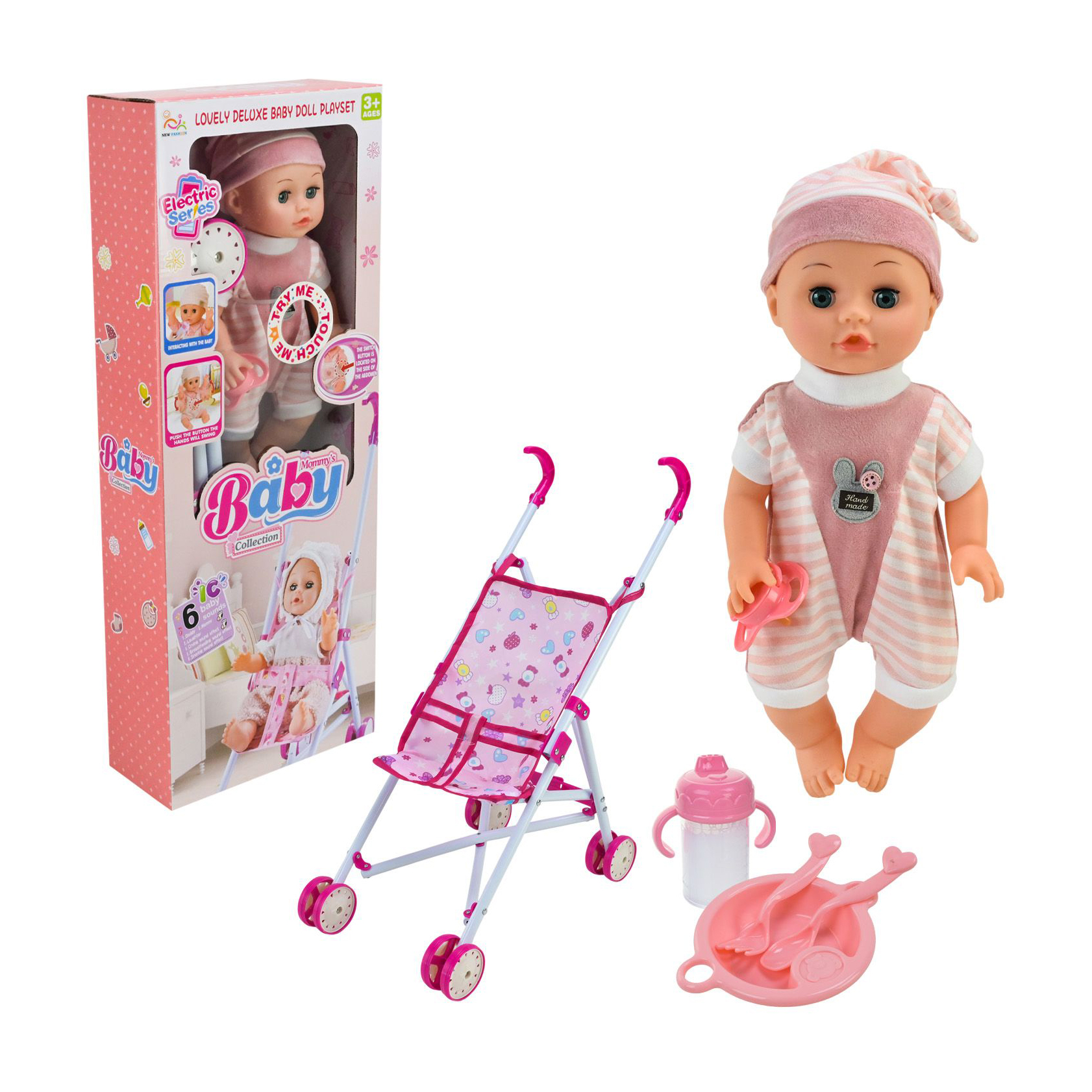 

Ігровий набір Shantou Jinxing Лялька з візочком та аксесуарами, від 3 років (151D)