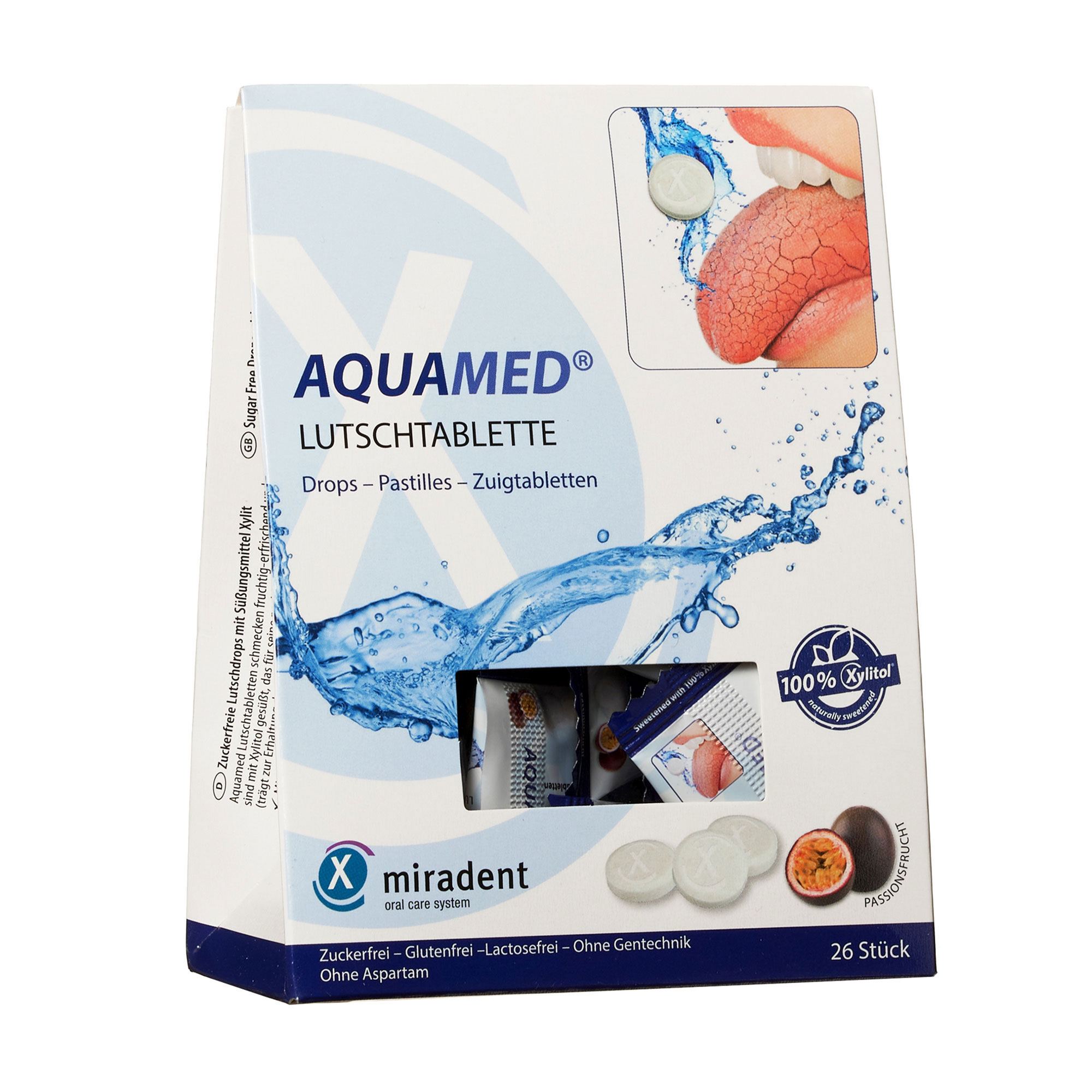 

Льодяники проти ксеростомії Miradent Aquamed з ксилітолом, зі смаком маракуйя, 26 шт