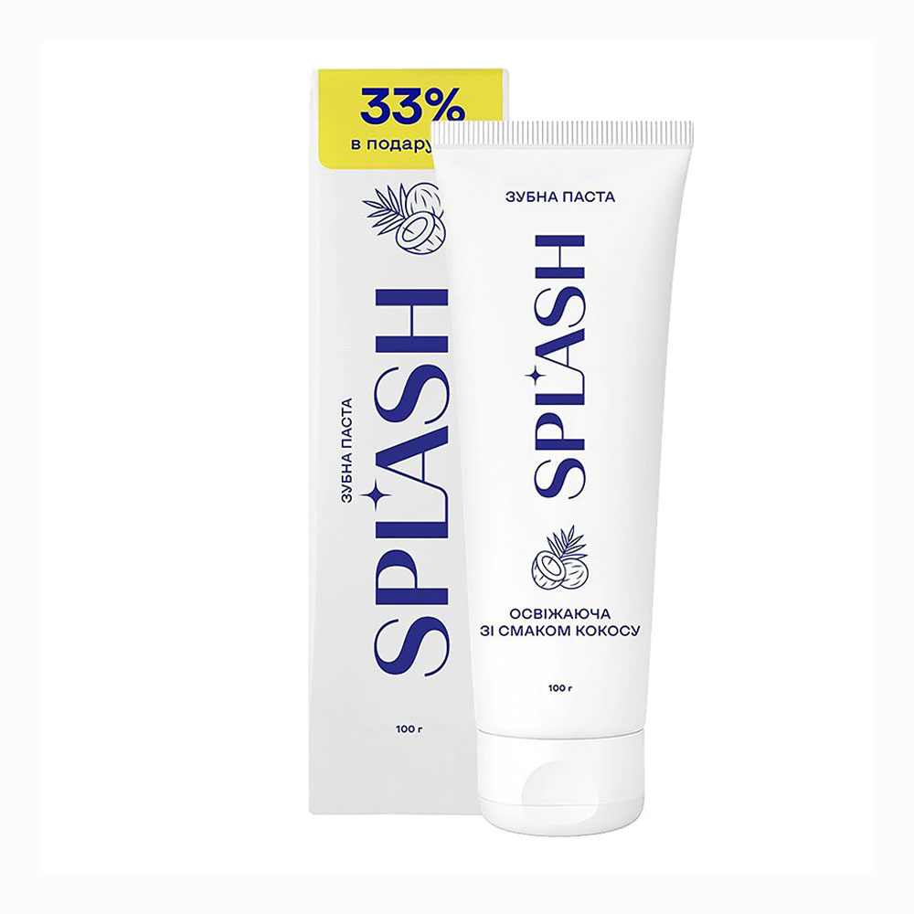

Зубна паста Splash Освіжальна, зі смаком кокосу, 100 г