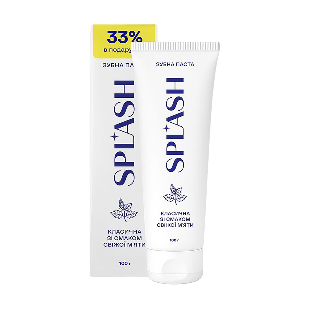 

Зубна паста Splash Класична, зі смаком свіжої м'яти, 100 г