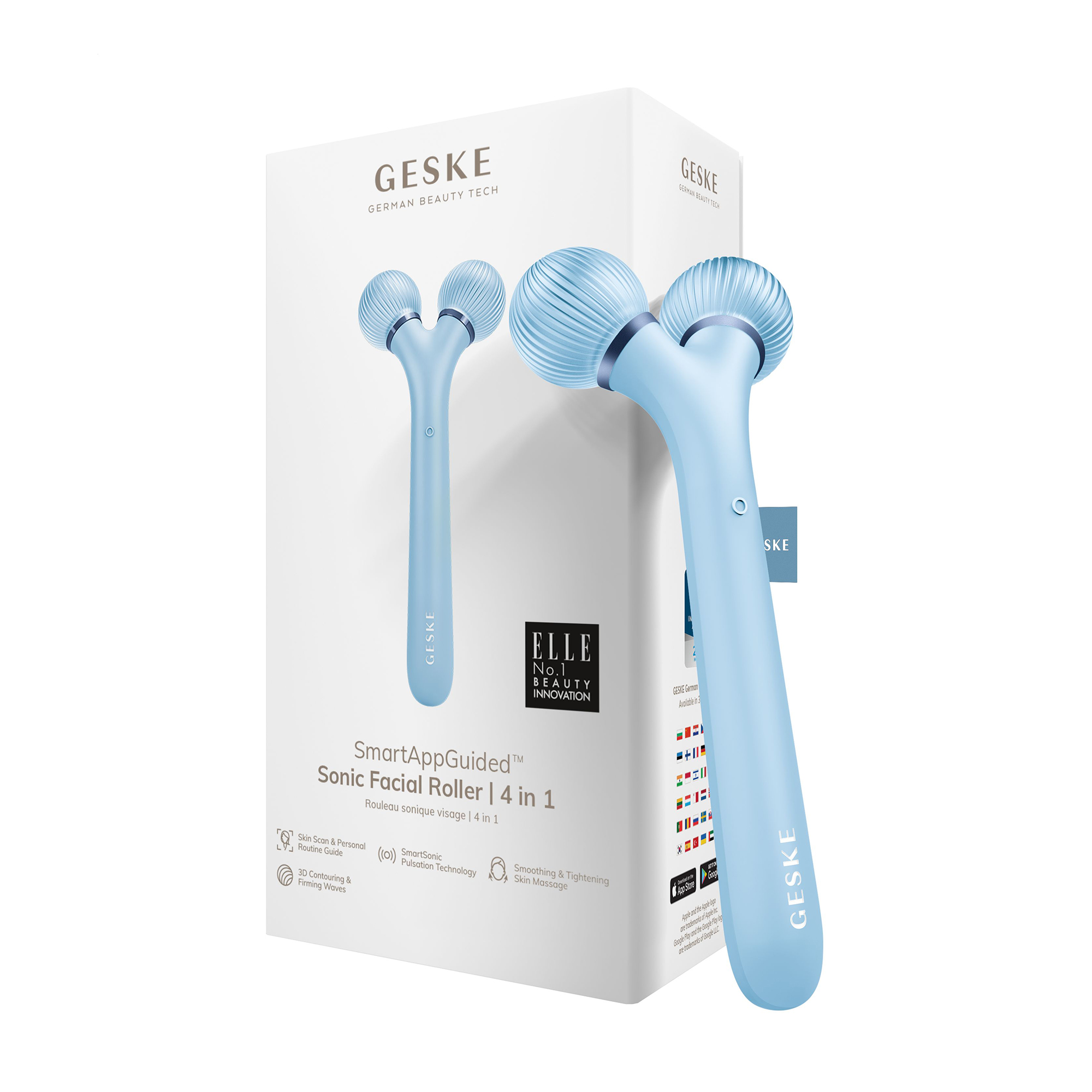 

Електронний звуковий ролик для обличчя Geske Sonic Facial Roller 4 в 1 блакитний