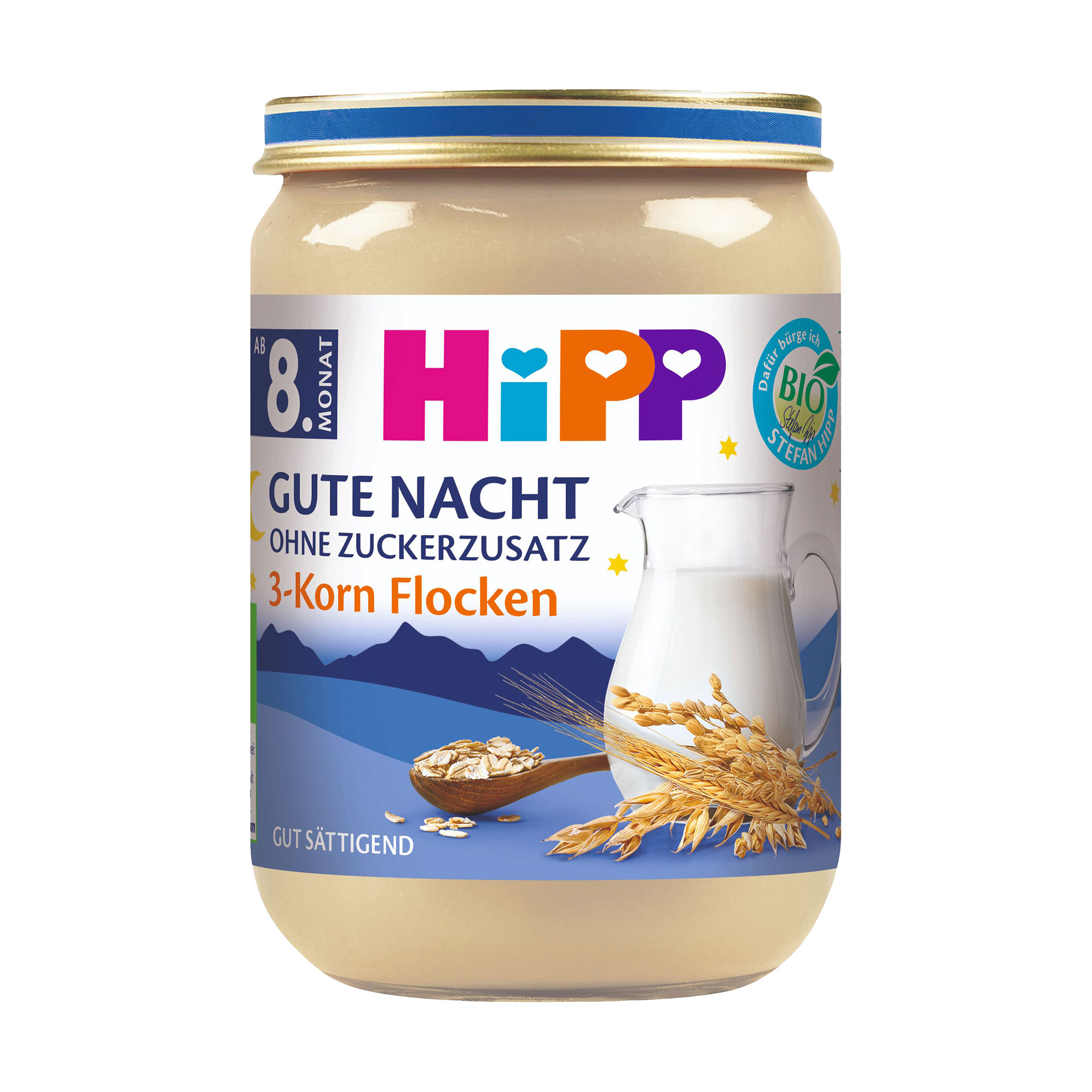 

Молочна органічна каша HIPP На добраніч, 3 злаки, від 8 місяців, 190 г