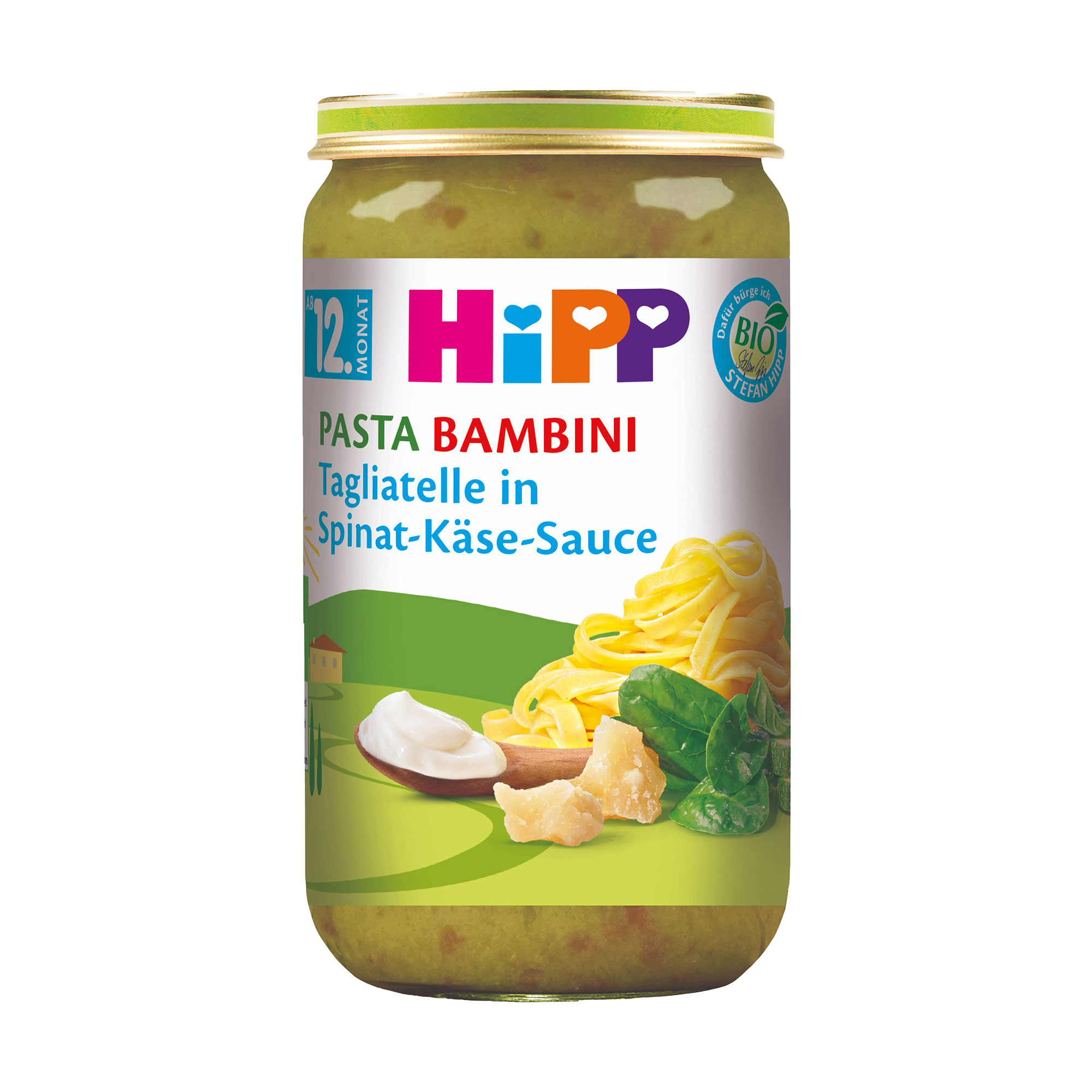 

Органічна паста HIPP Бамбіні тальятеле в шпинатно-сирному соусі, від 1 року, 250 г