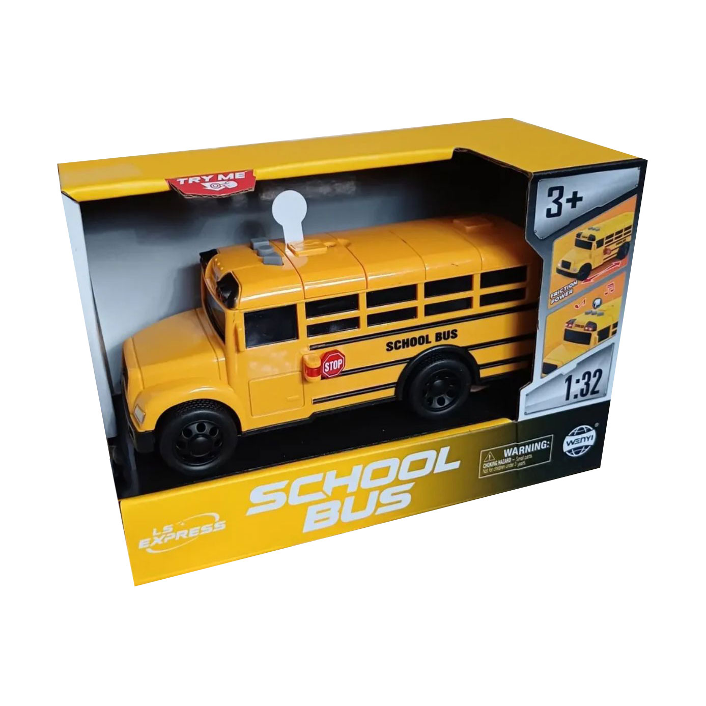 

Дитяча іграшка-машина Shantou Jinxing Шкільний автобус, 1:32, зі світлом та звуком, 8*6*15.5 см, від 3 років (WY1128A)