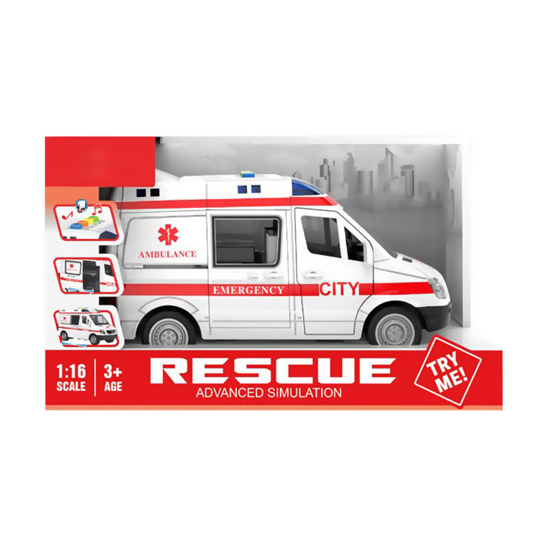 

Дитяча іграшка-машина Shantou Jinxing Швидка допомога, 1:16, зі світлом та звуком, 27*11.5*16.5 см, від 3 років (WY590E)