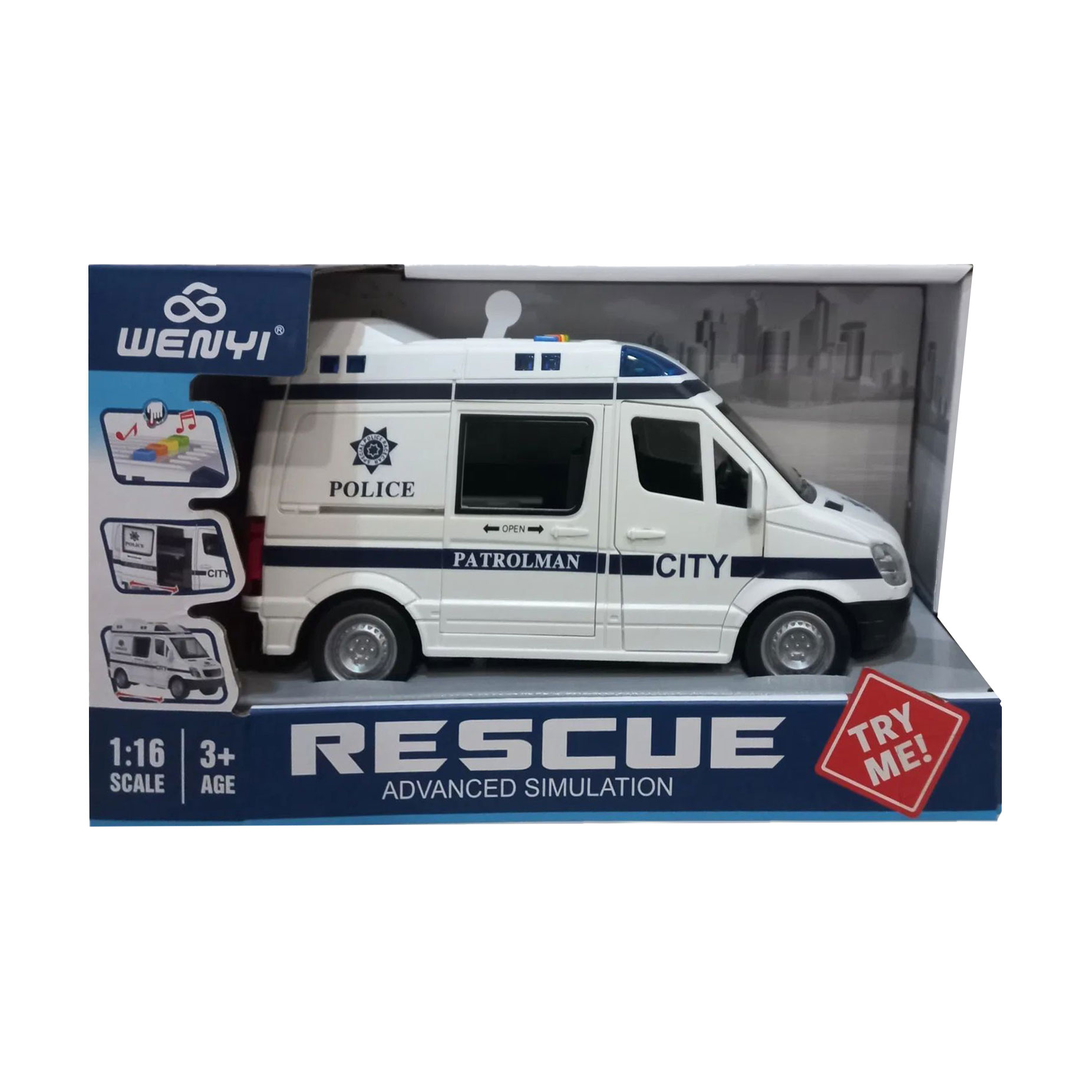 

Дитяча іграшка-машина Shantou Jinxing Поліція, 1:16, зі світлом та звуком, 27*11.5*16.5 см, від 3 років (WY590F)