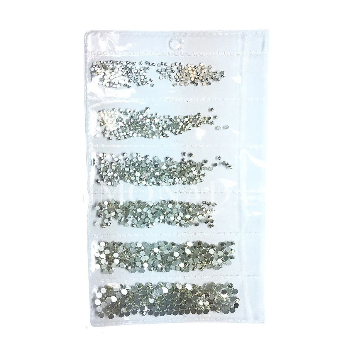 

Декор для нігтів Nails Molekula Professional Камінці 6 розмірів, кристал, 1440 шт (ML1176)