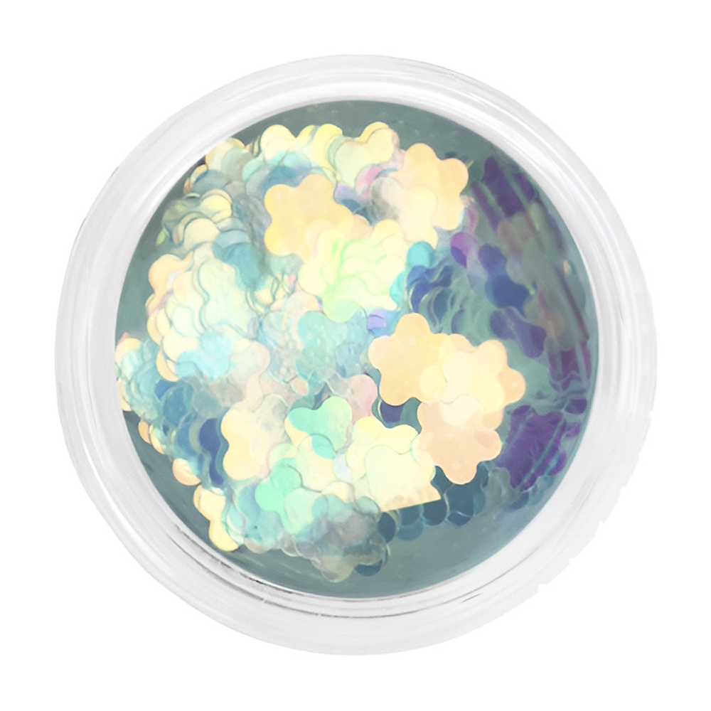 

Паєтки для декору нігтів Nails Molekula Professional Sequins Flowers White Holographic, 5 г