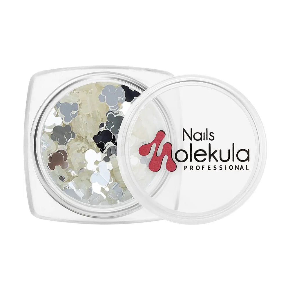 

Паєтки для декору нігтів Nails Molekula Professional Sequins Micky Mouse, Silver, 5 г