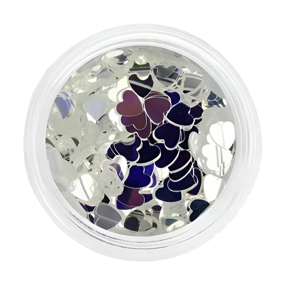 

Паєтки для декору нігтів Nails Molekula Professional Sequins Hearts, Silver, 5 г