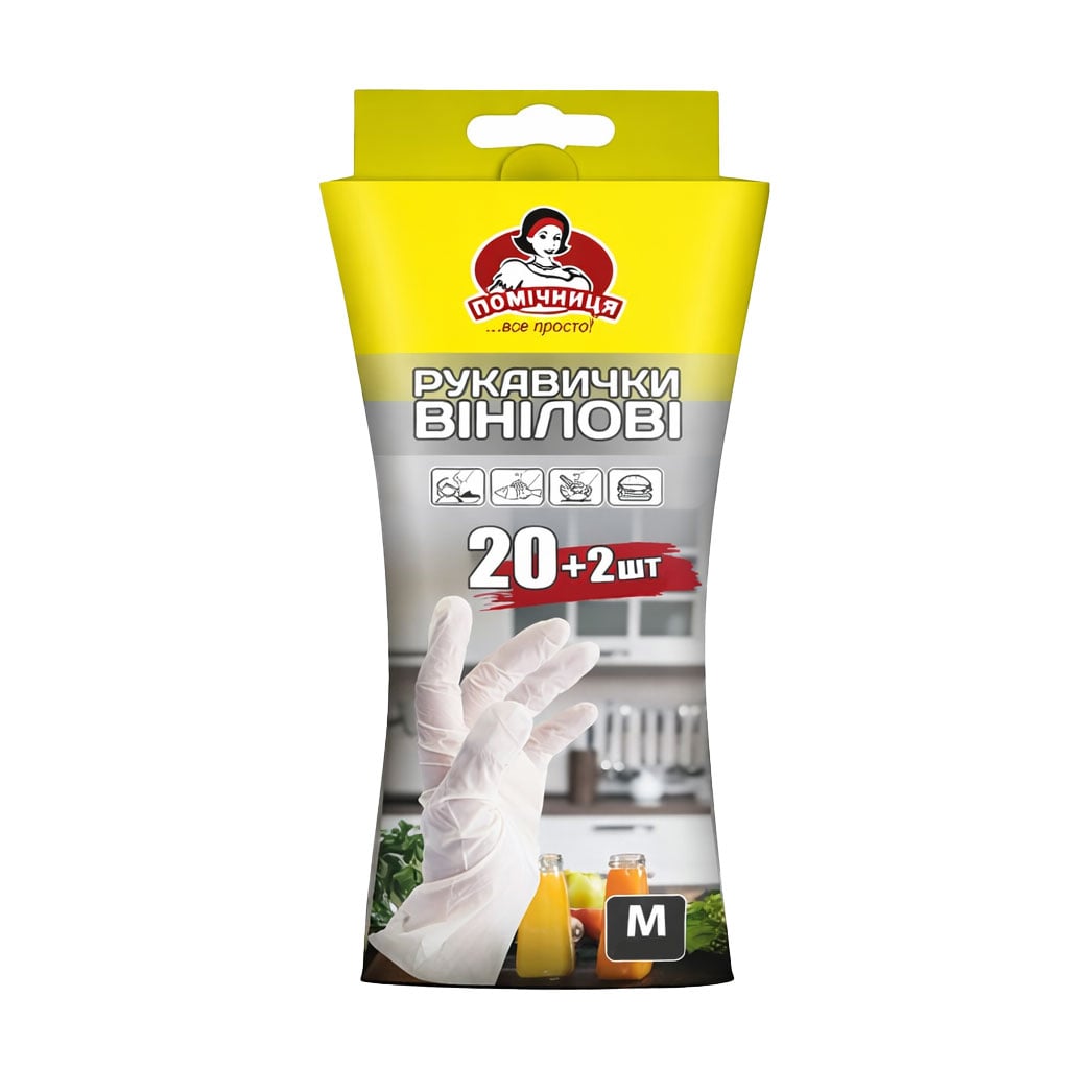 

Рукавички вінілові Помічниця, розмір M, 11 пар