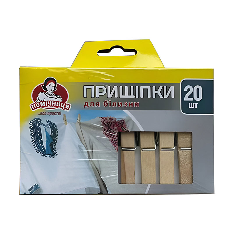 

Прищіпки для білизни Помічниця, дерев'яні, 20 шт