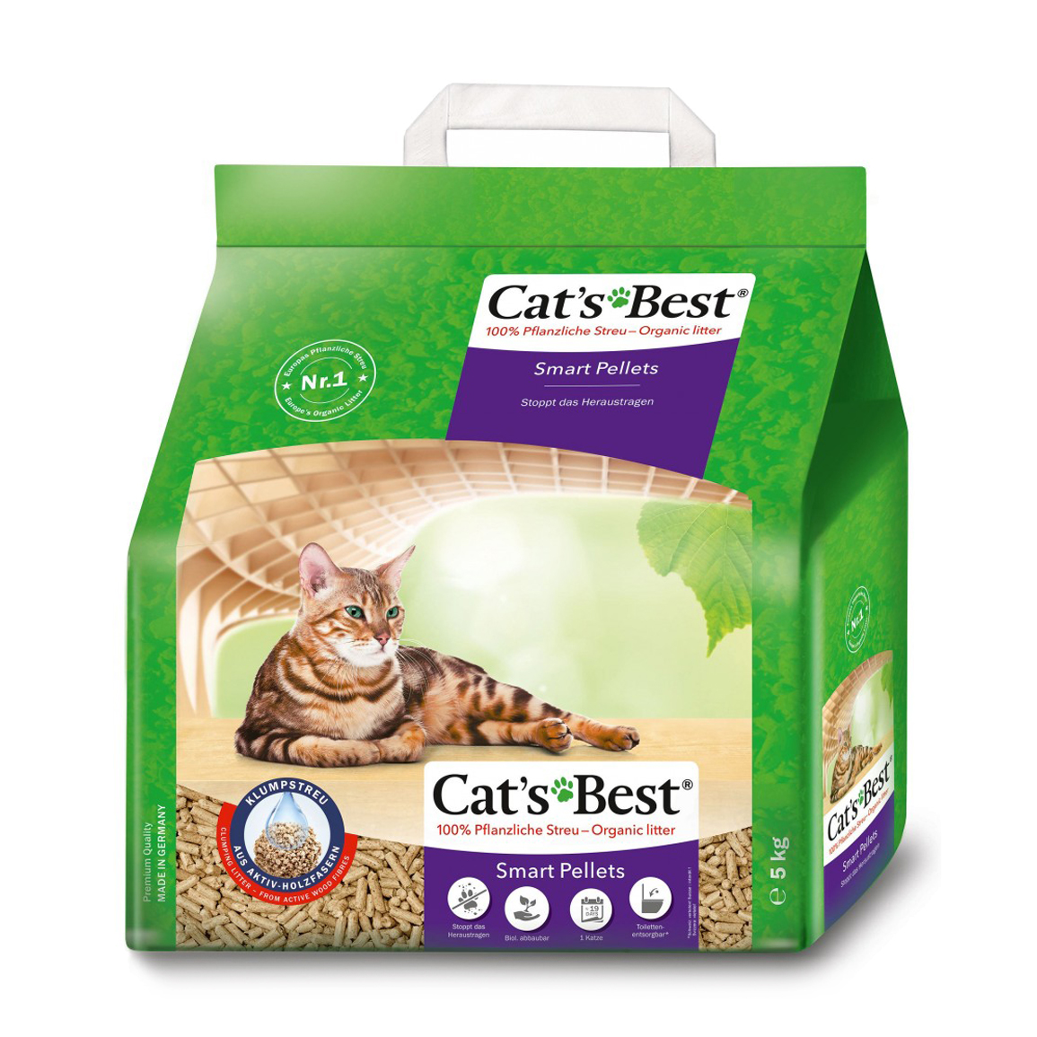 

Деревний наповнювач для котячого туалету Cat's Best Smart Pellets, 5 кг