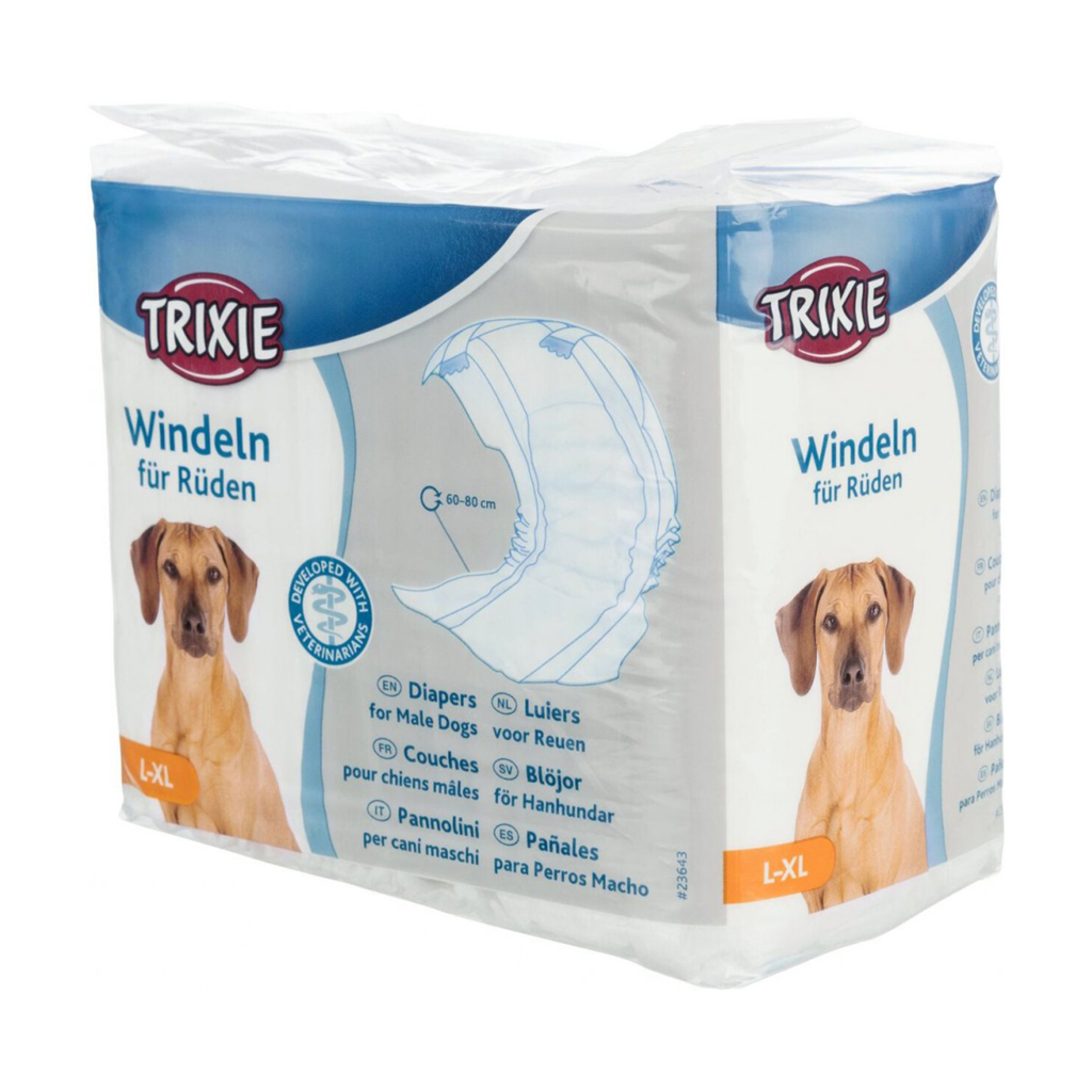 

Підгузки для собак (хлопчиків) Trixie розмір L-XL (60-80 см), 12 шт (23643)