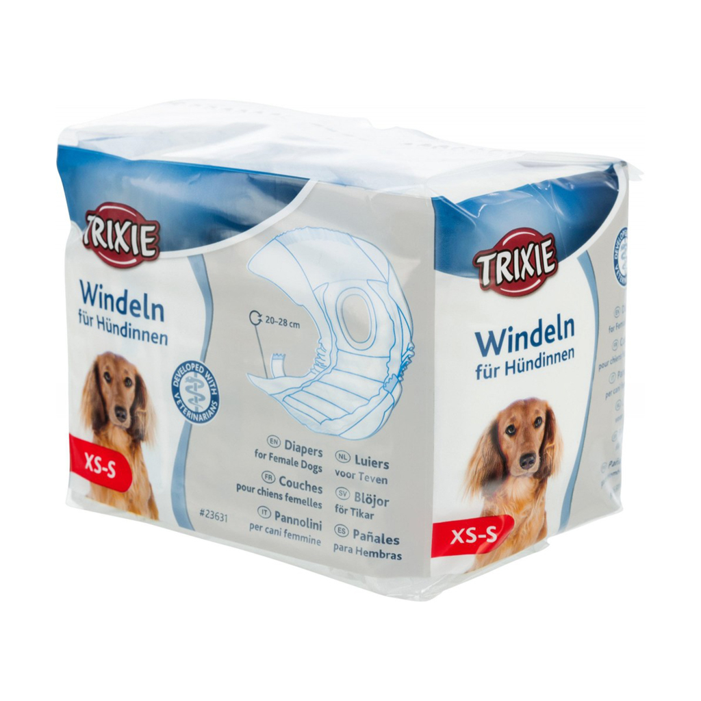 

Підгузки для собак (дівчаток) Trixie розмір XS-S (20-28 см), 12 шт (23631)