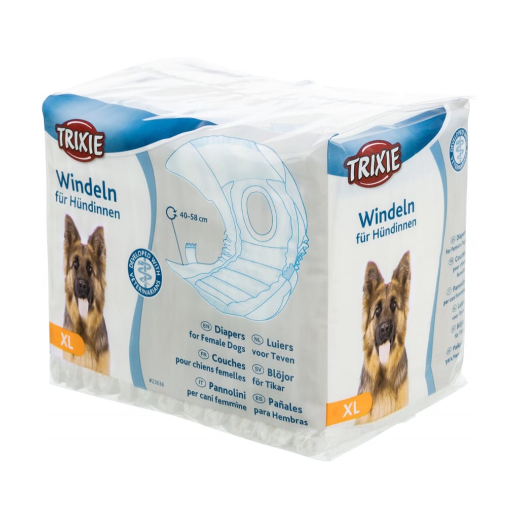 

Підгузки для собак (дівчаток) Trixie розмір XL (40-58 см), 12 шт (23636)