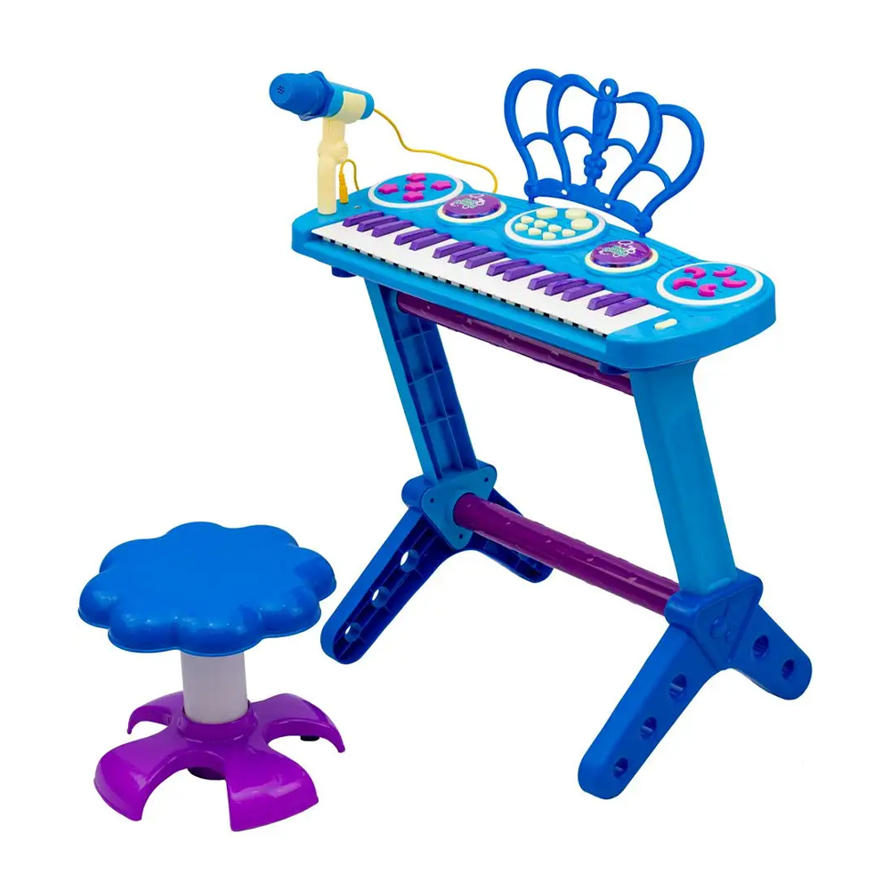 

Дитячий синтезатор Zhorya на ніжках, зі стільчиком та мікрофоном, синій, 57.5*41.2*11 см, від 3 років (ZY1677371)