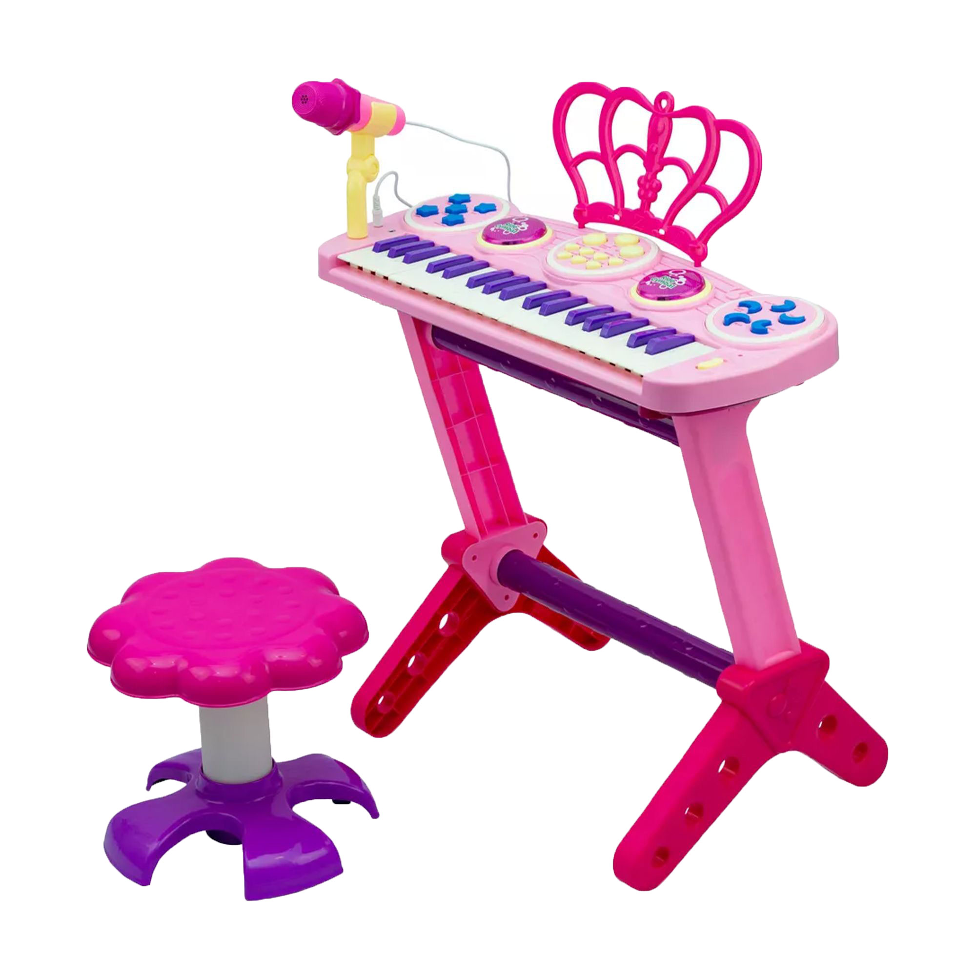 

Дитячий синтезатор Zhorya на ніжках, зі стільчиком та мікрофоном, рожевий, 57.5*41.2*11 см, від 3 років (ZY1677371)